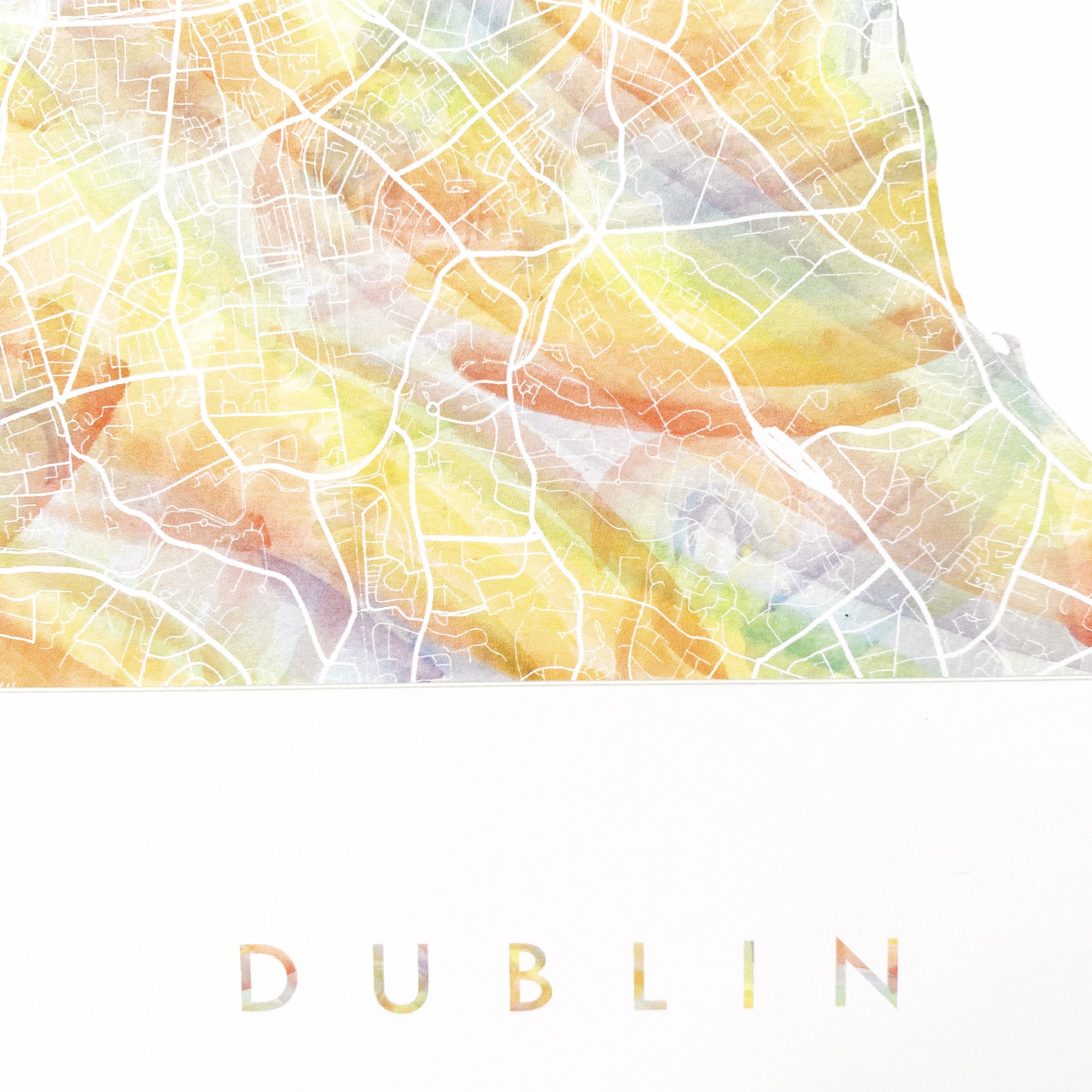 DUBLIN Pride Rainbow Watercolor Map: PRINT