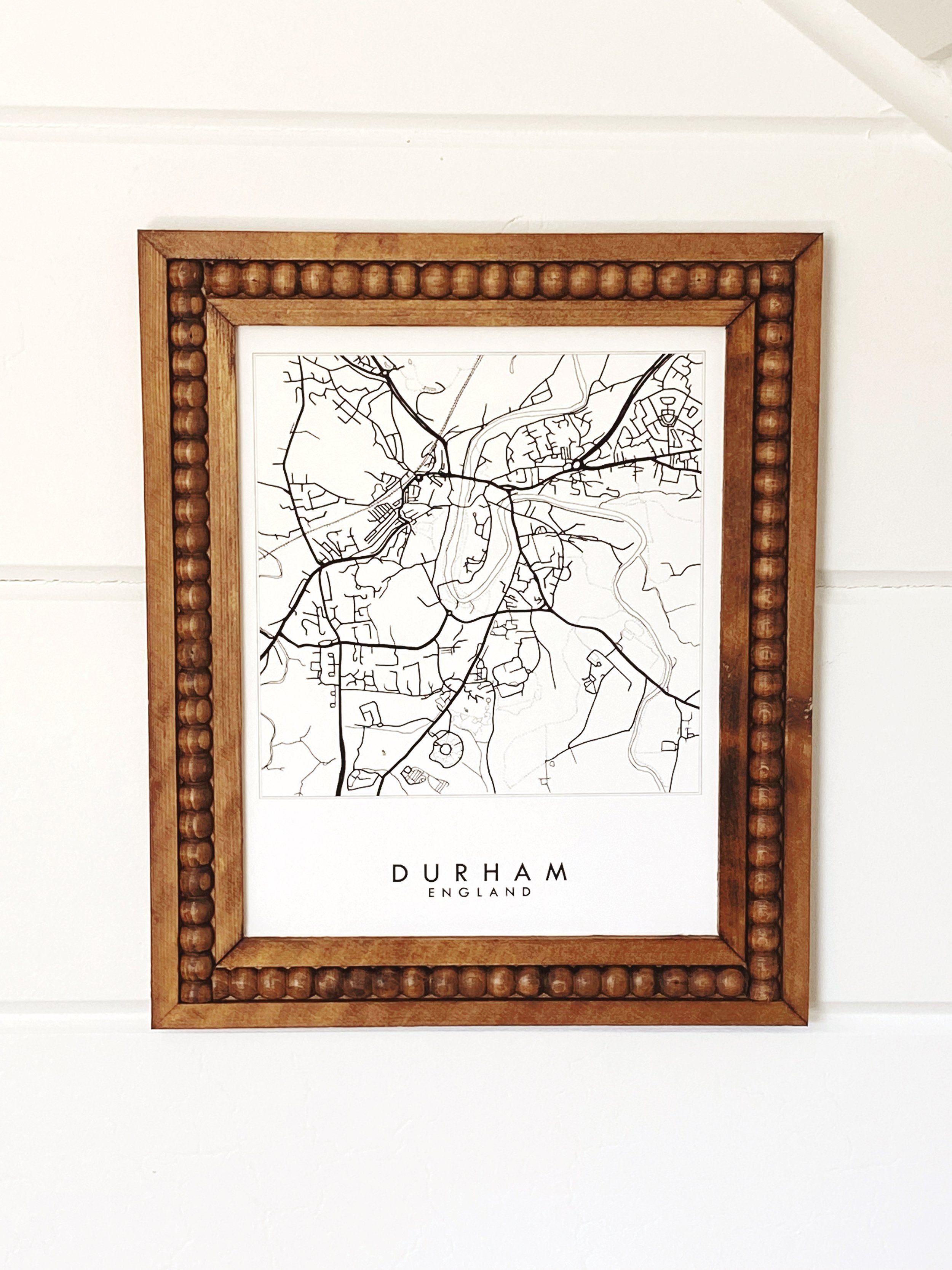 DURHAM England City Lines Map: PRINT