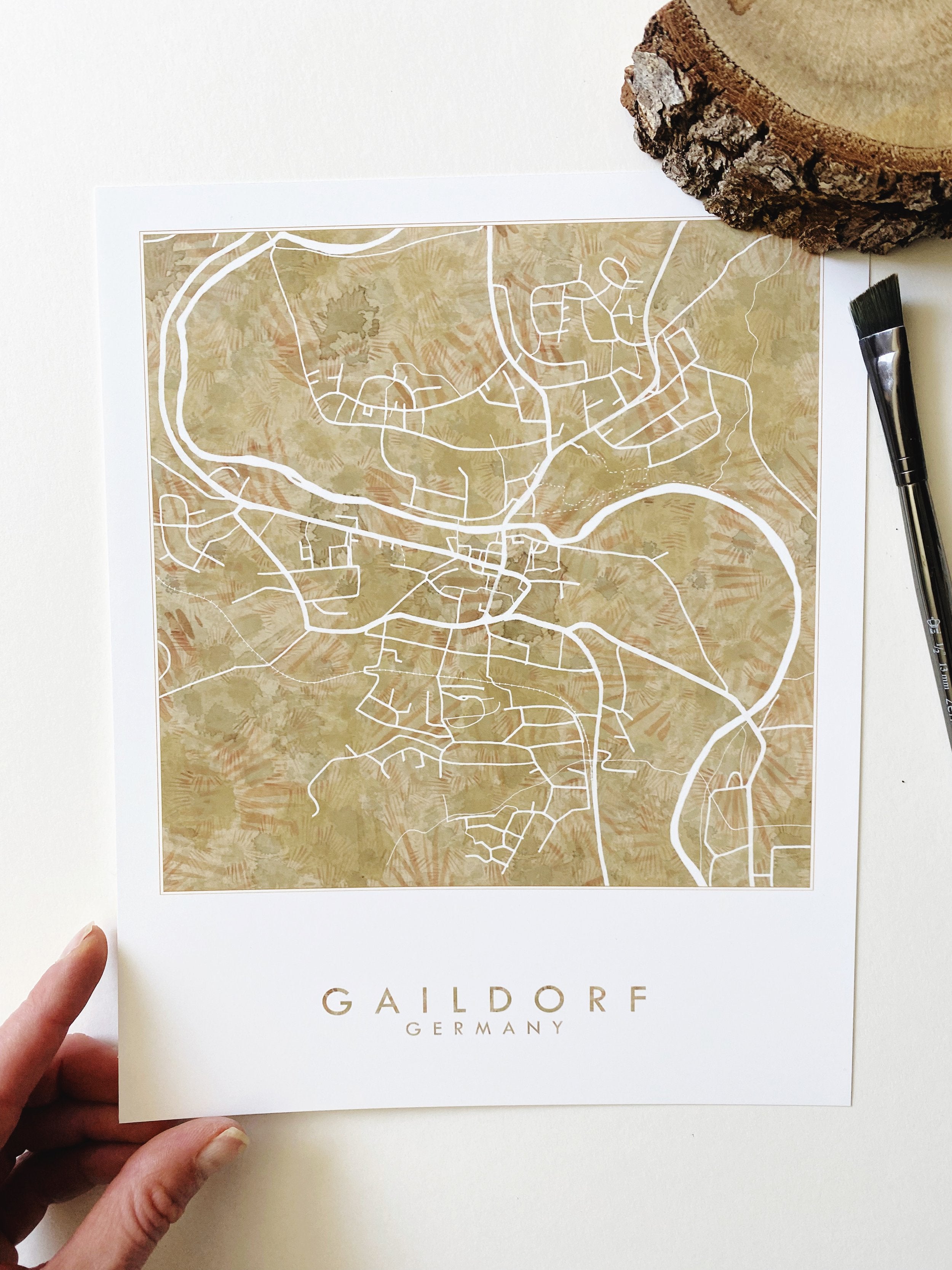 GAILDORF Germany Painterly Watercolor Map: PRINT