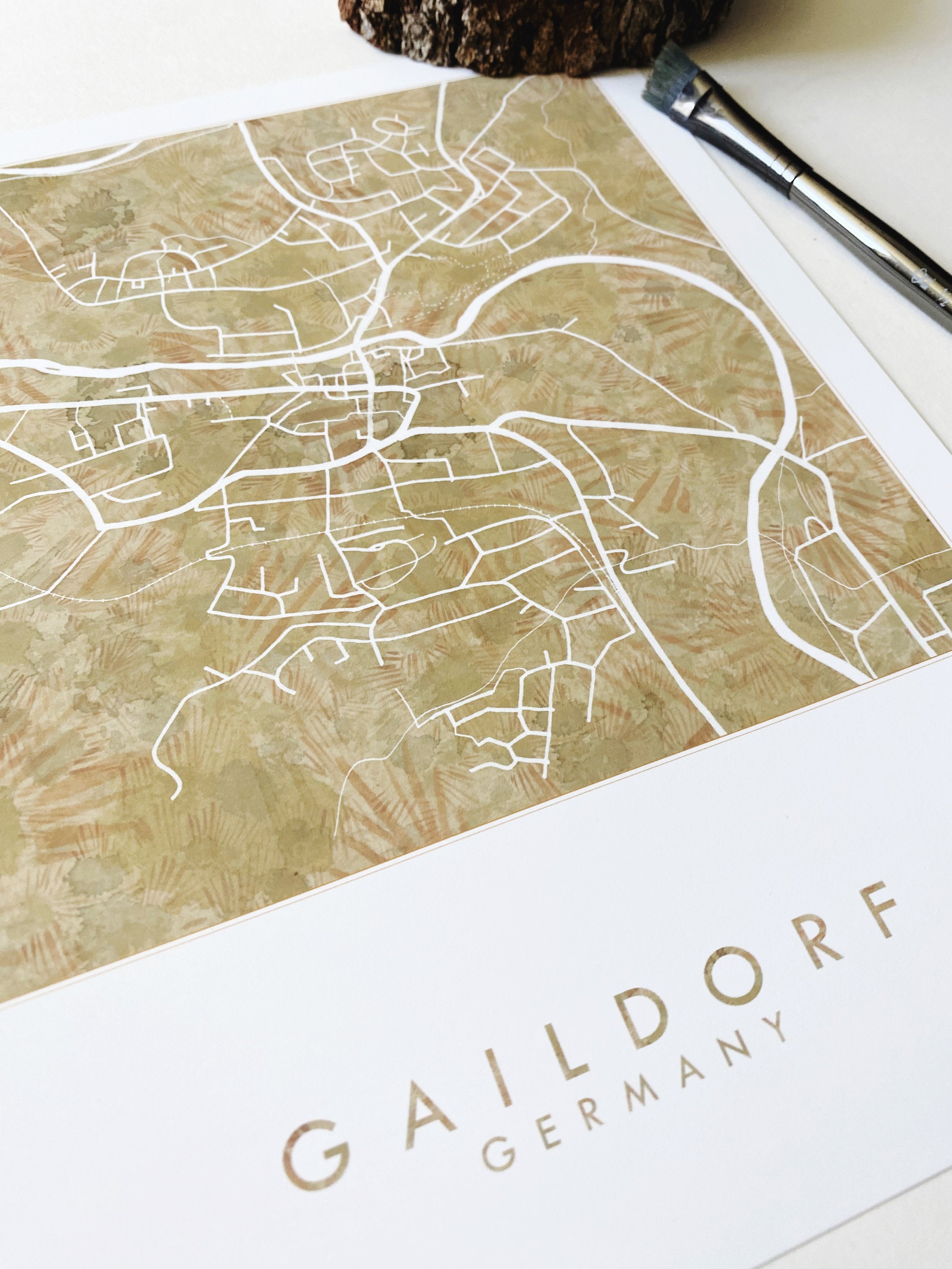 GAILDORF Germany Painterly Watercolor Map: PRINT