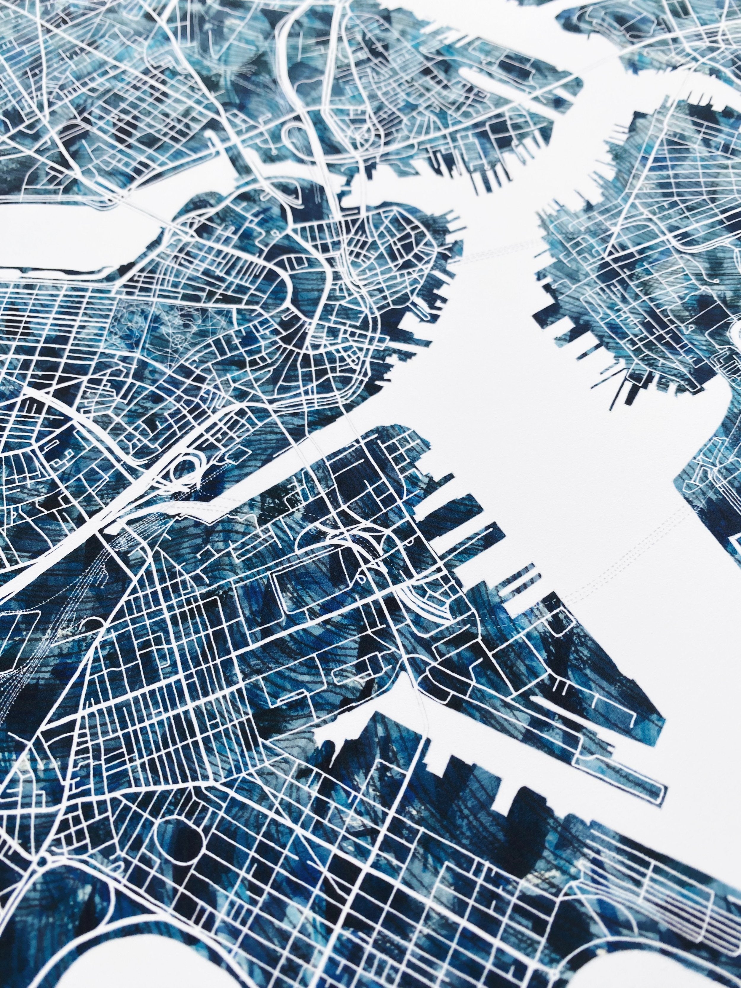 Greater BOSTON Urban Fabrics City Map: PRINT