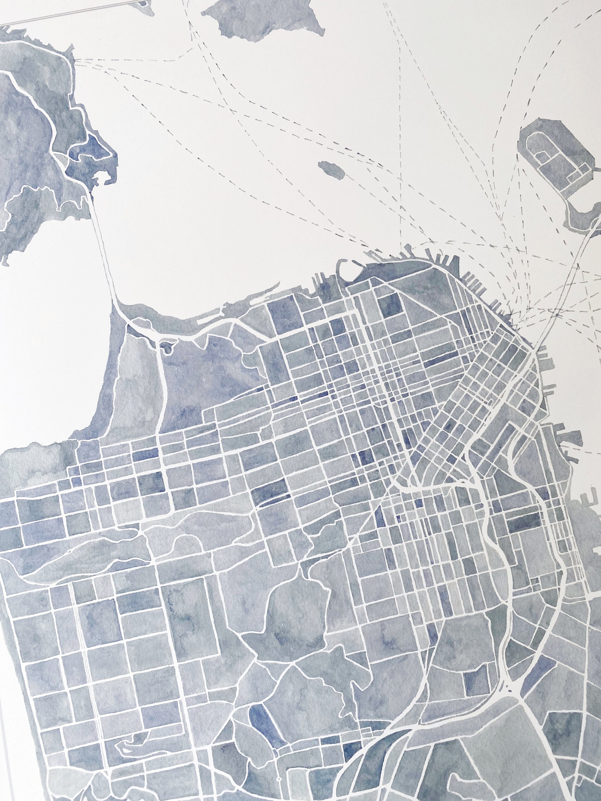 Greater SAN FRANCISCO Watercolor City Blocks Map: PRINT