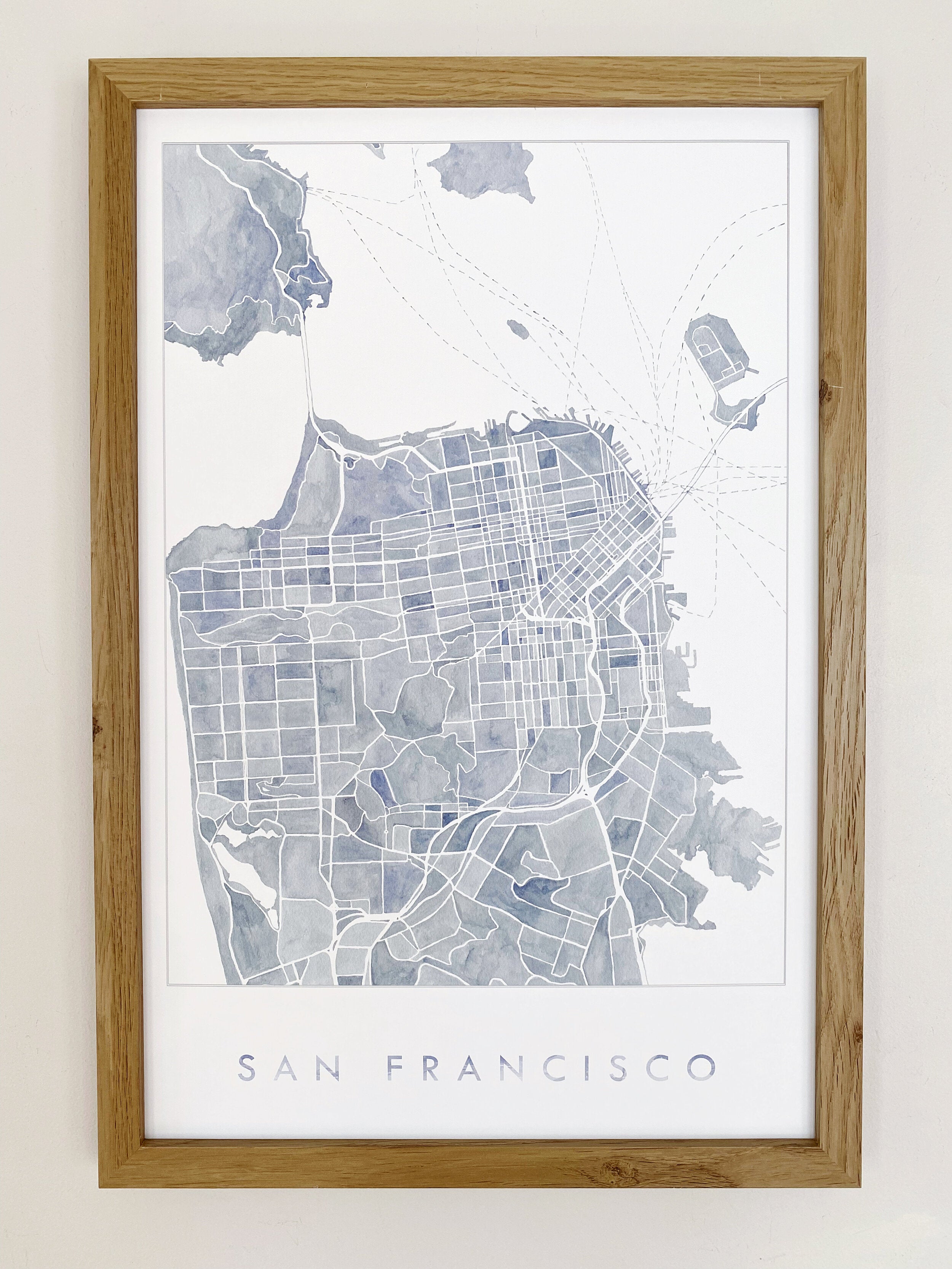 Greater SAN FRANCISCO Watercolor City Blocks Map: PRINT