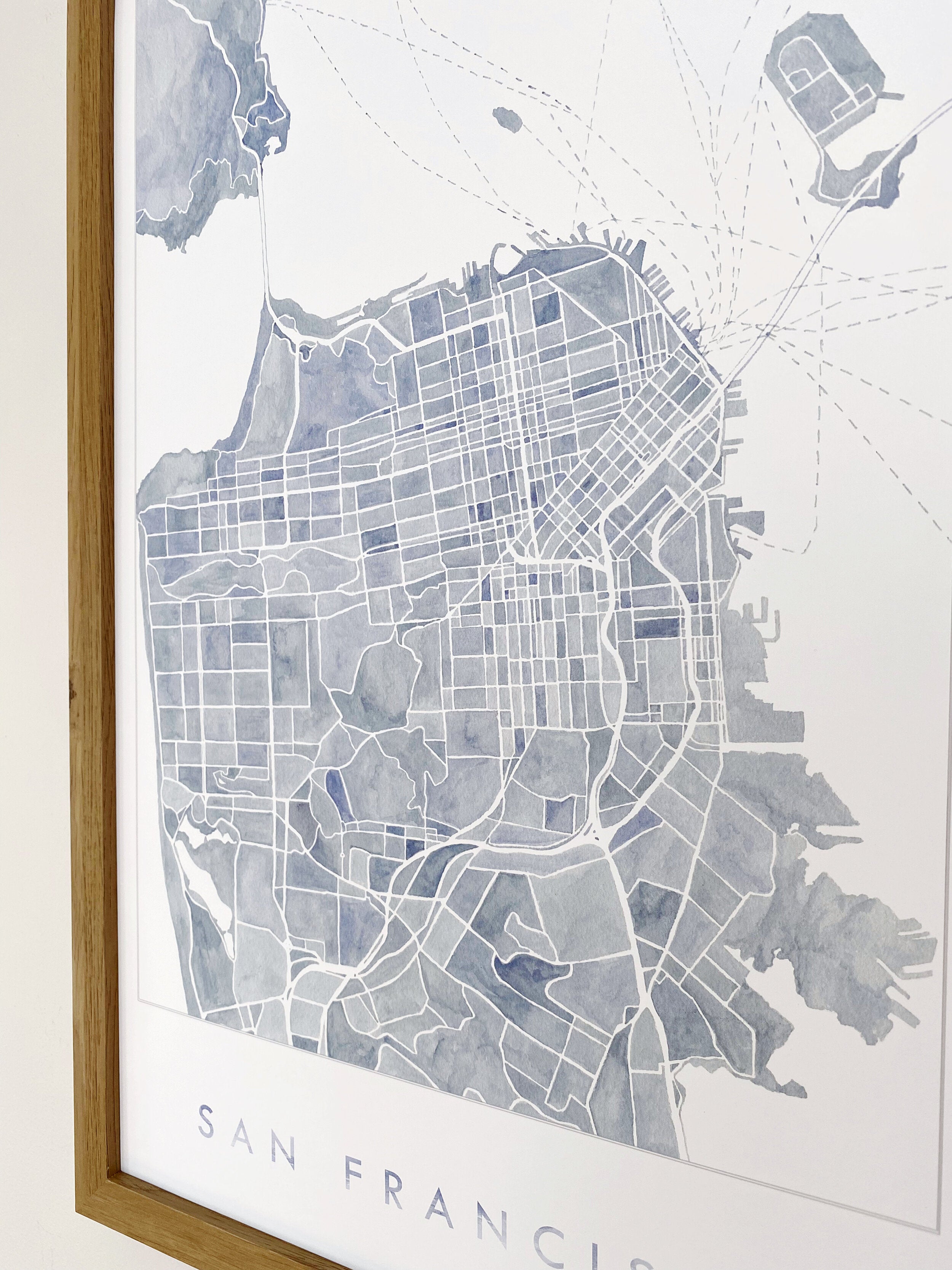 Greater SAN FRANCISCO Watercolor City Blocks Map: PRINT