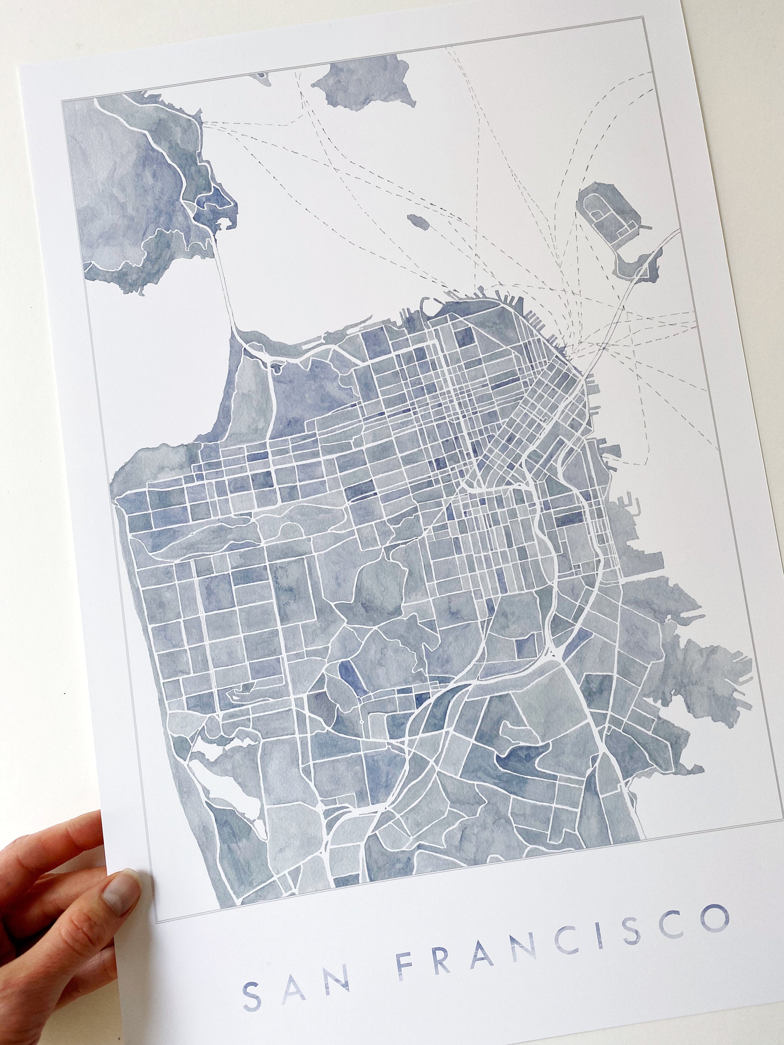 Greater SAN FRANCISCO Watercolor City Blocks Map: PRINT