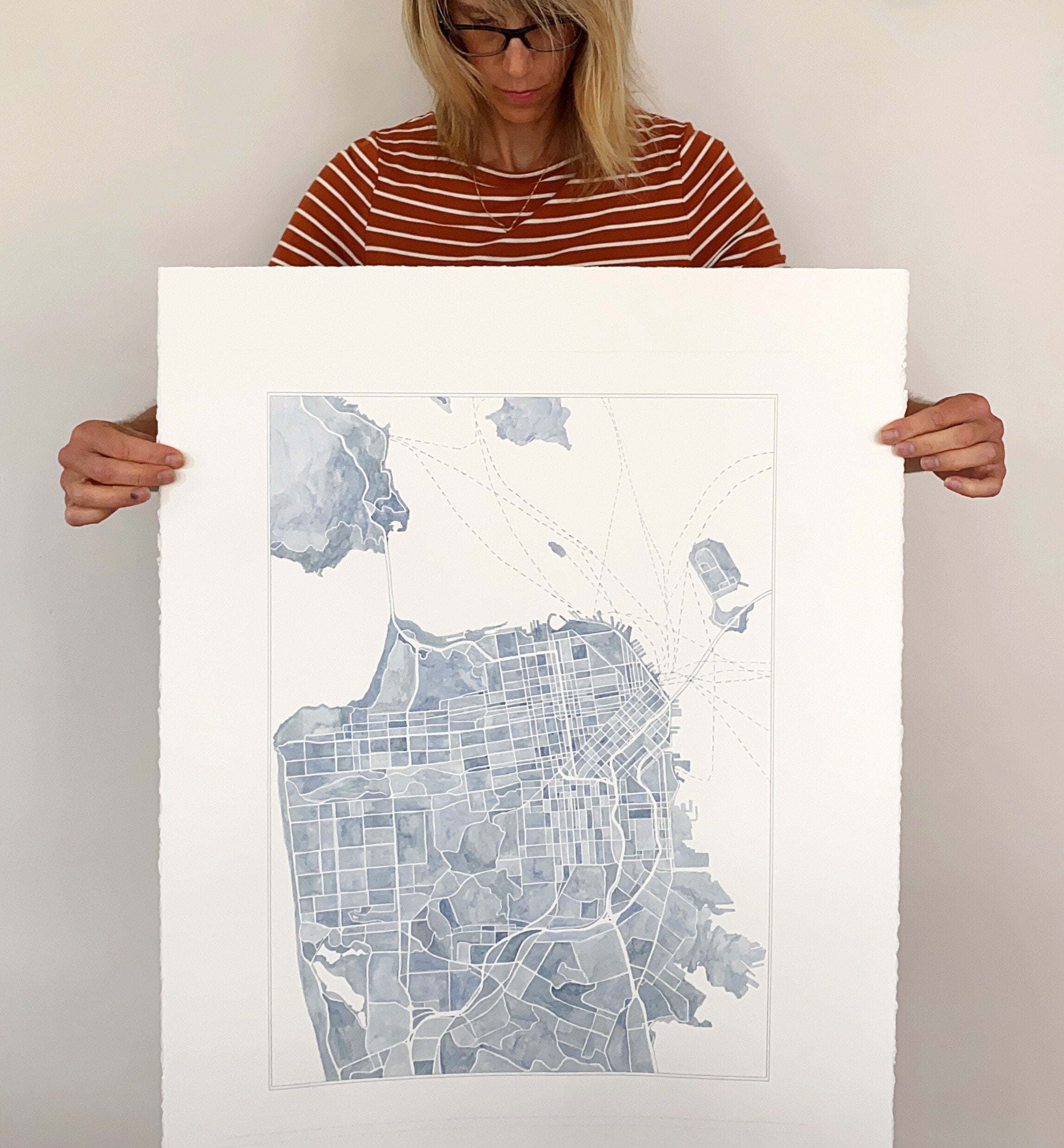 Greater SAN FRANCISCO Watercolor City Blocks Map: PRINT