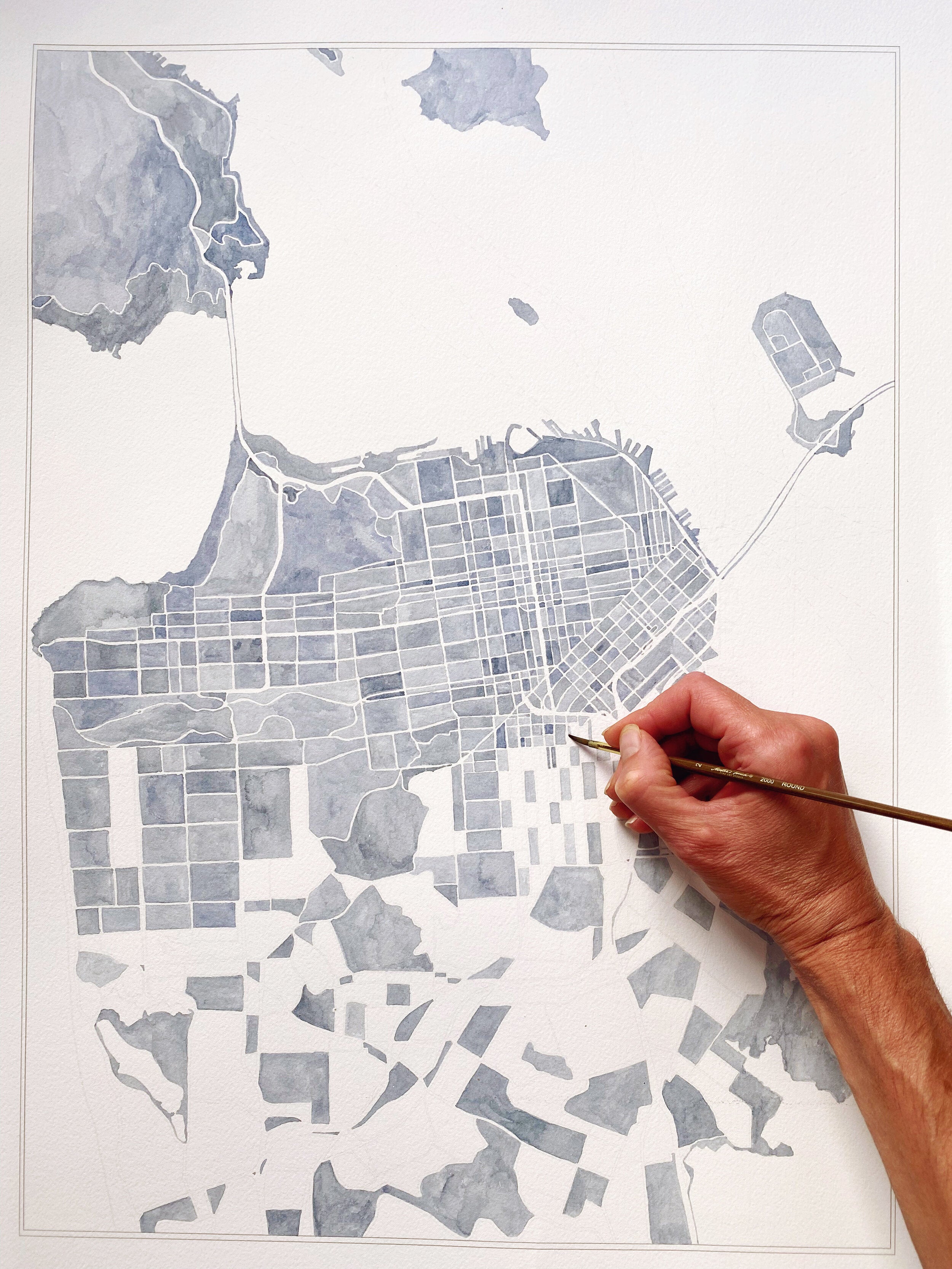 Greater SAN FRANCISCO Watercolor City Blocks Map: PRINT