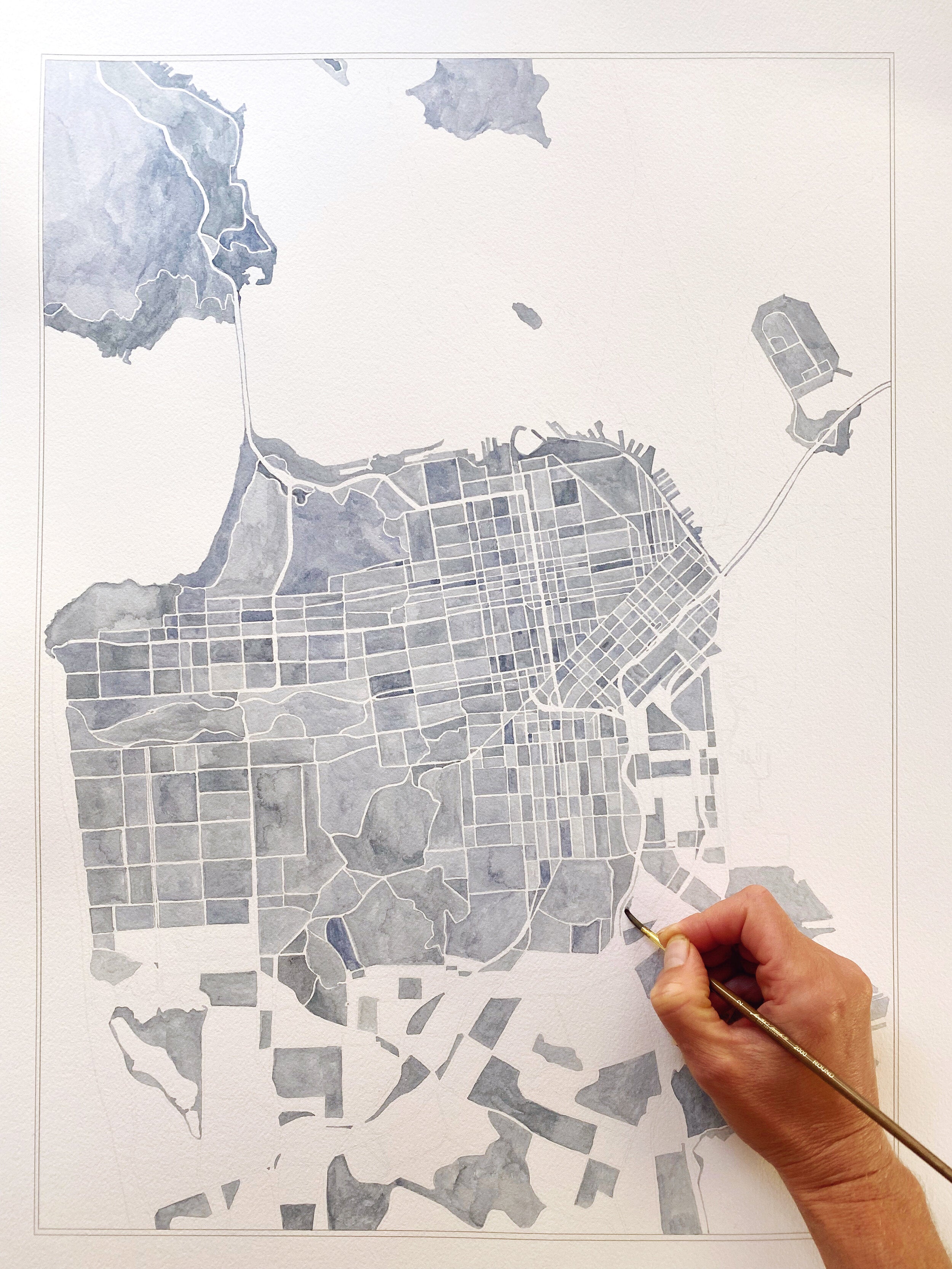 Greater SAN FRANCISCO Watercolor City Blocks Map: PRINT