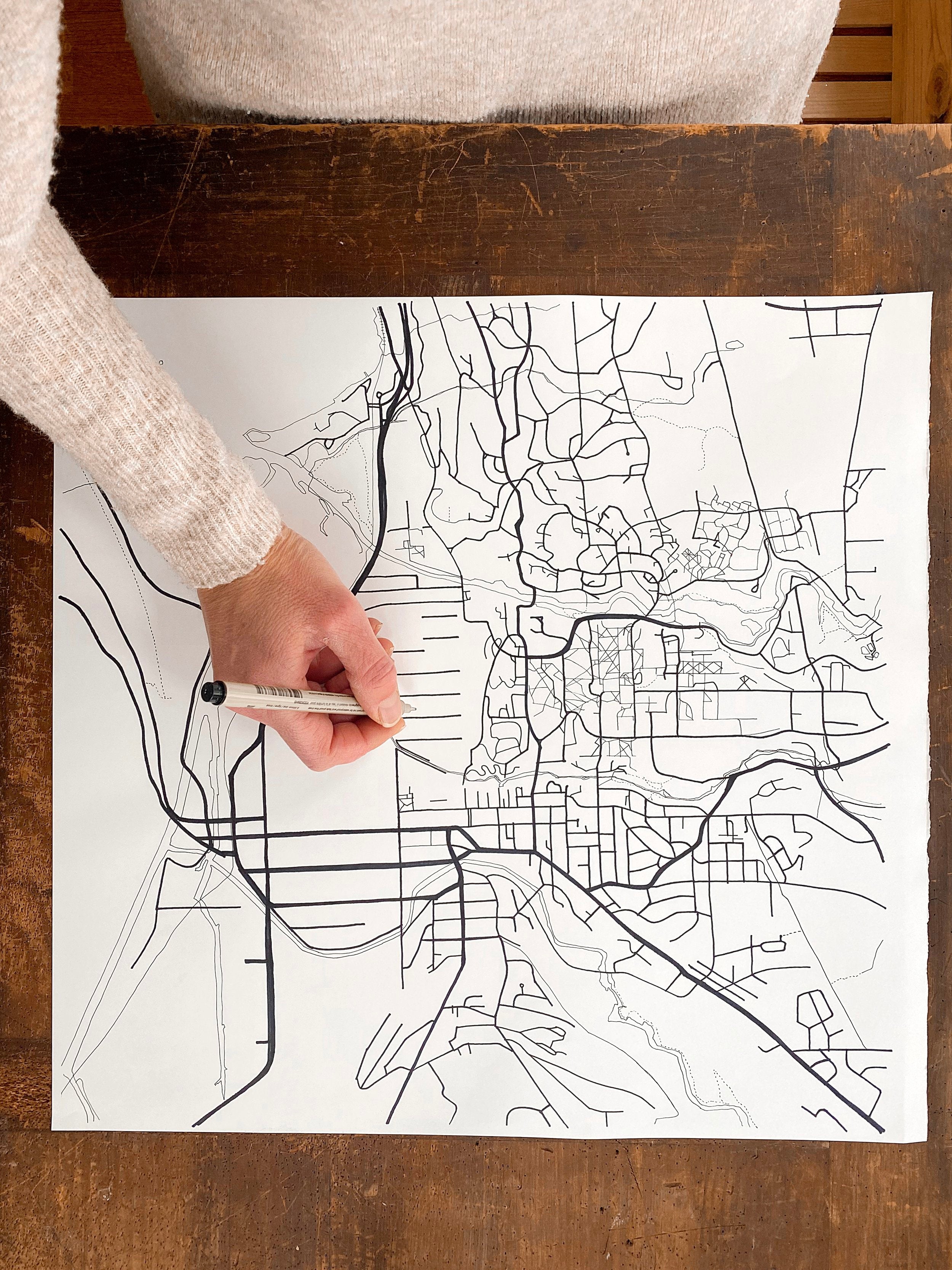 ITHACA Topo City Lines Map: PRINT