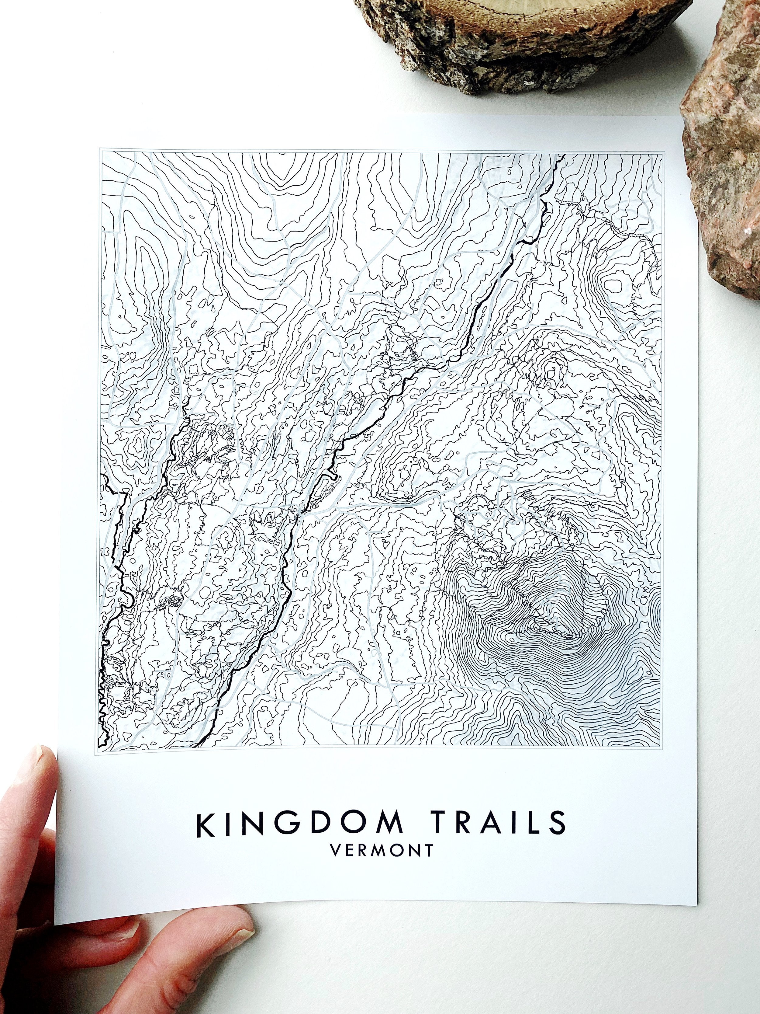 KINGDOM TRAILS Vermont Topographical Map-drawing: PRINT