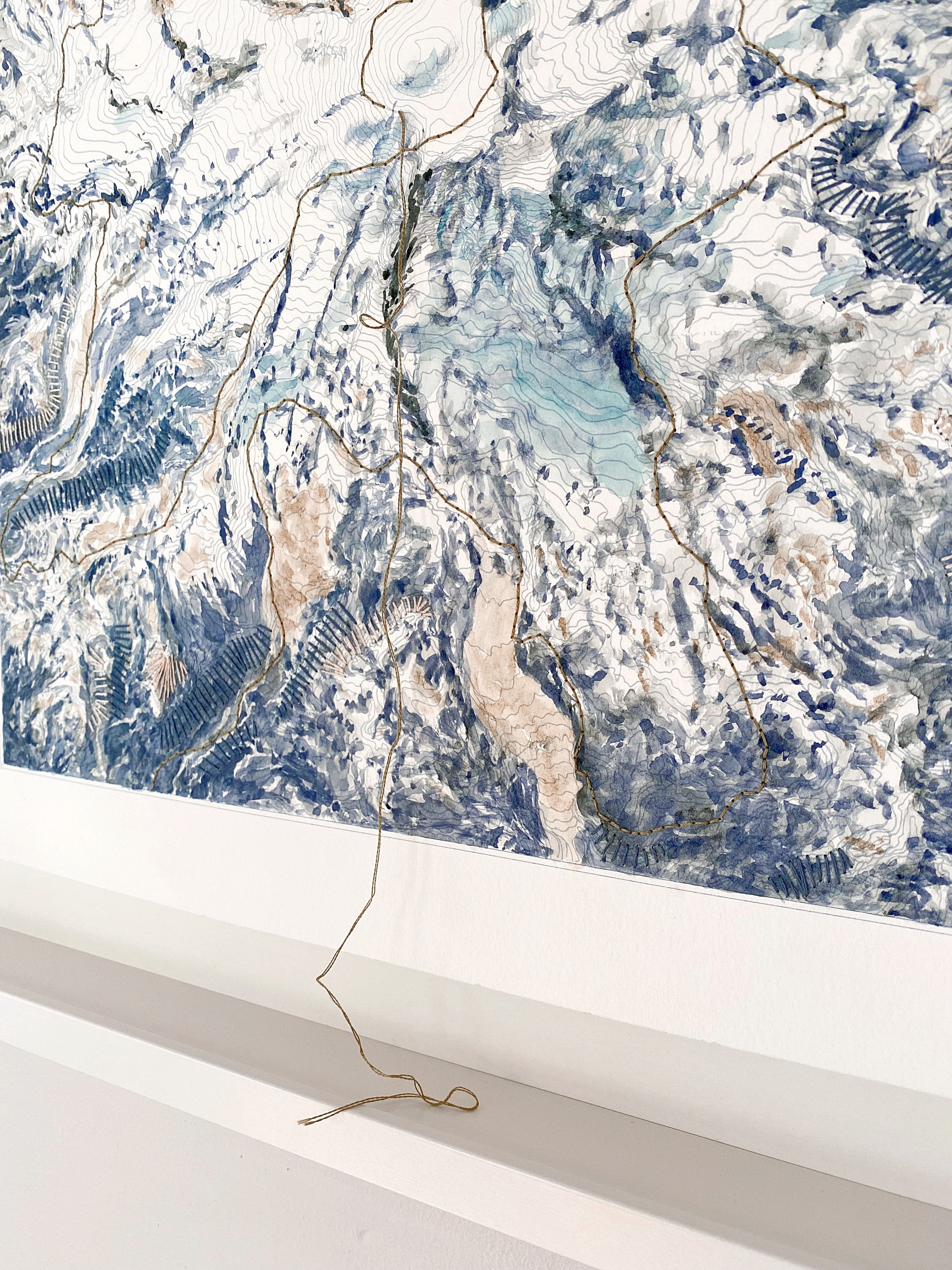 JOURNEY 2 Topographic Watercolor Map: ORIGINAL STITCHED PAINTING + FRA ...