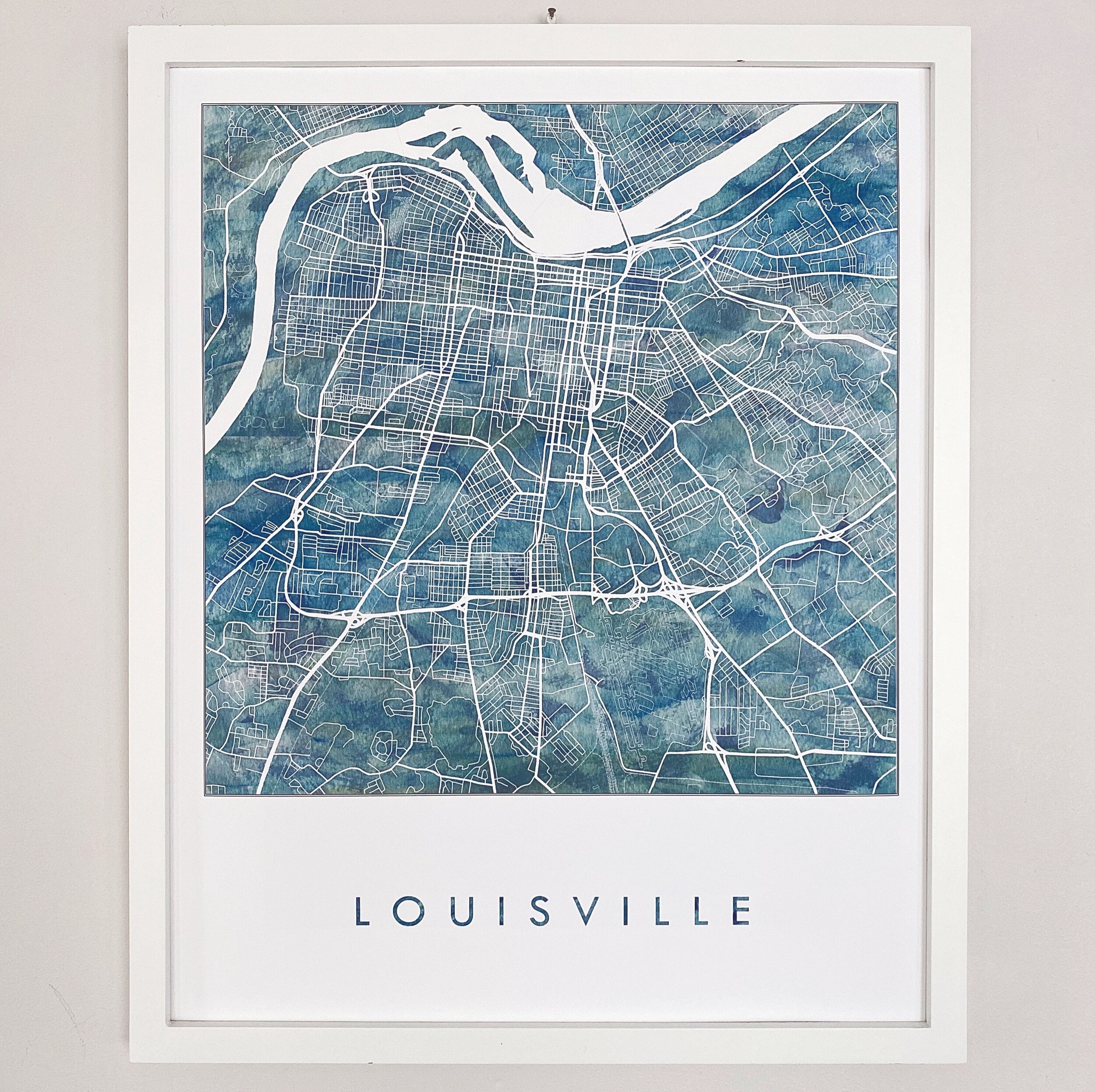 LOUISVILLE Kentucky Watercolor Wash Map: PRINT