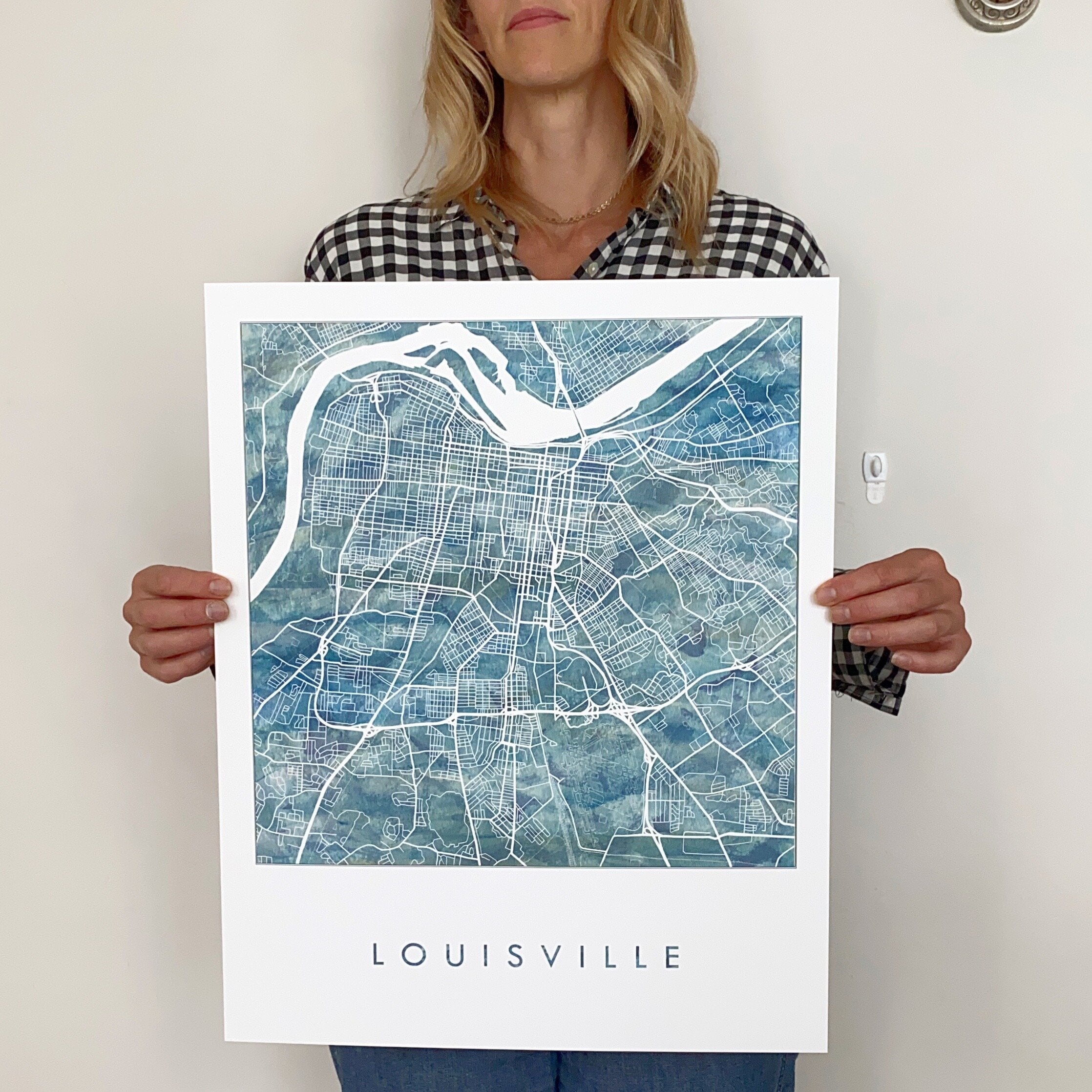 LOUISVILLE Kentucky Watercolor Wash Map: PRINT