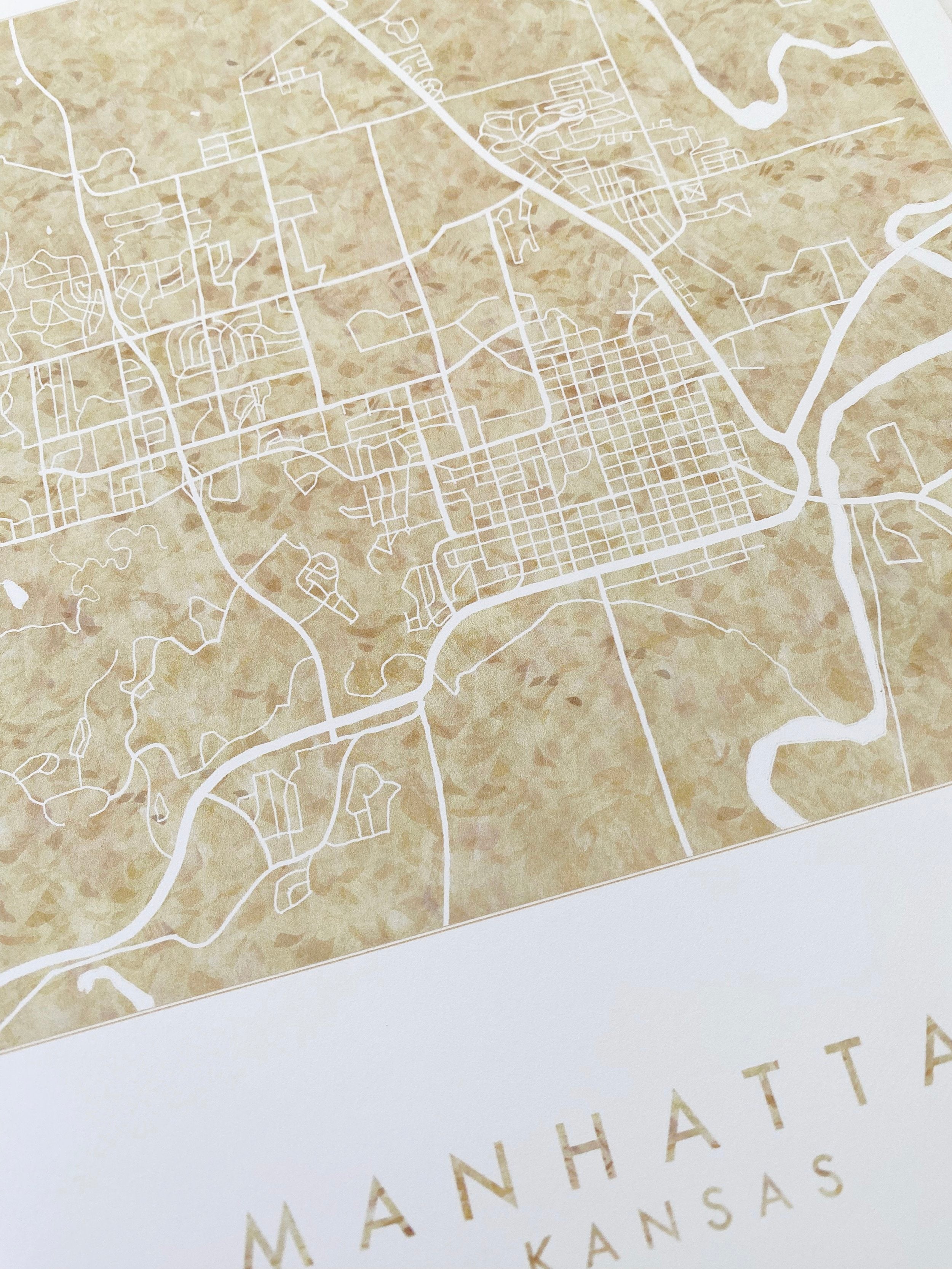 MANHATTAN Kansas Watercolor Map: PRINT