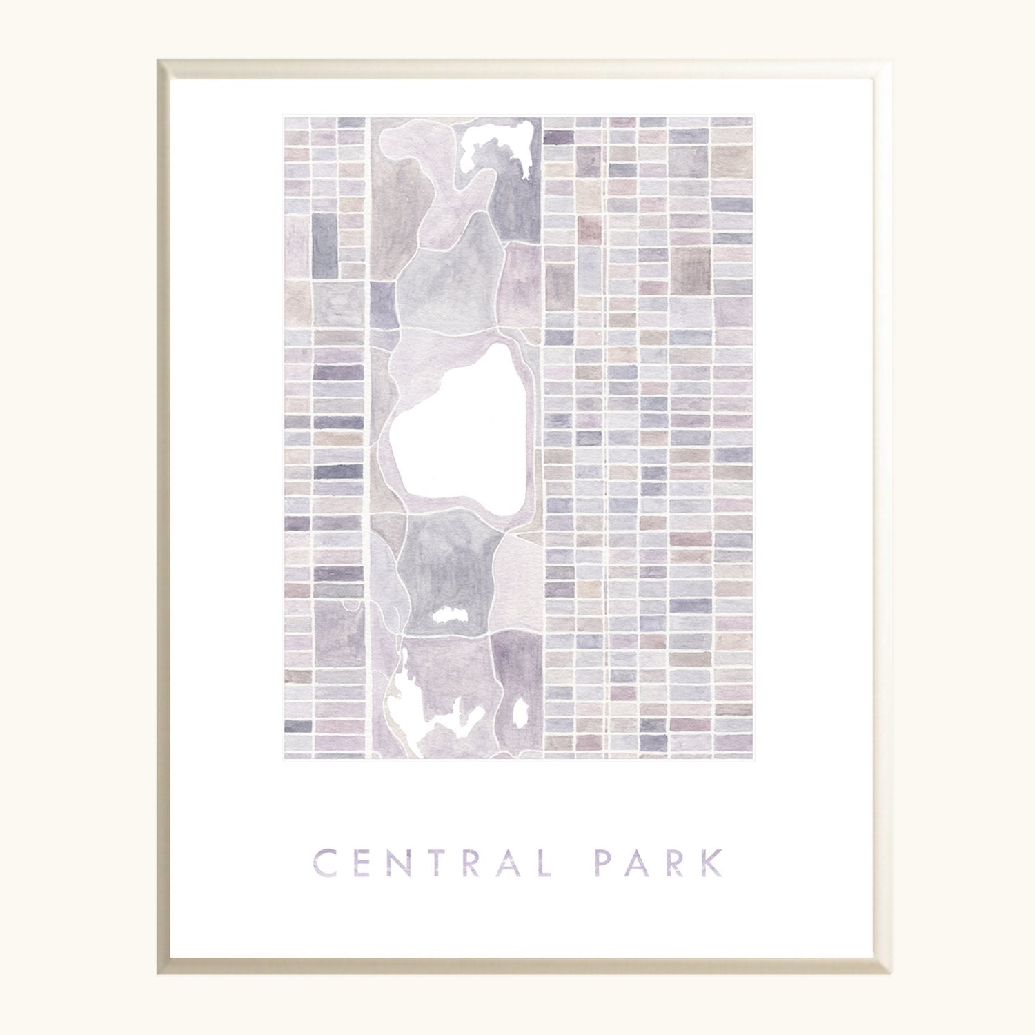 Central Park MANHATTAN Watercolor City Blocks Map: PRINT