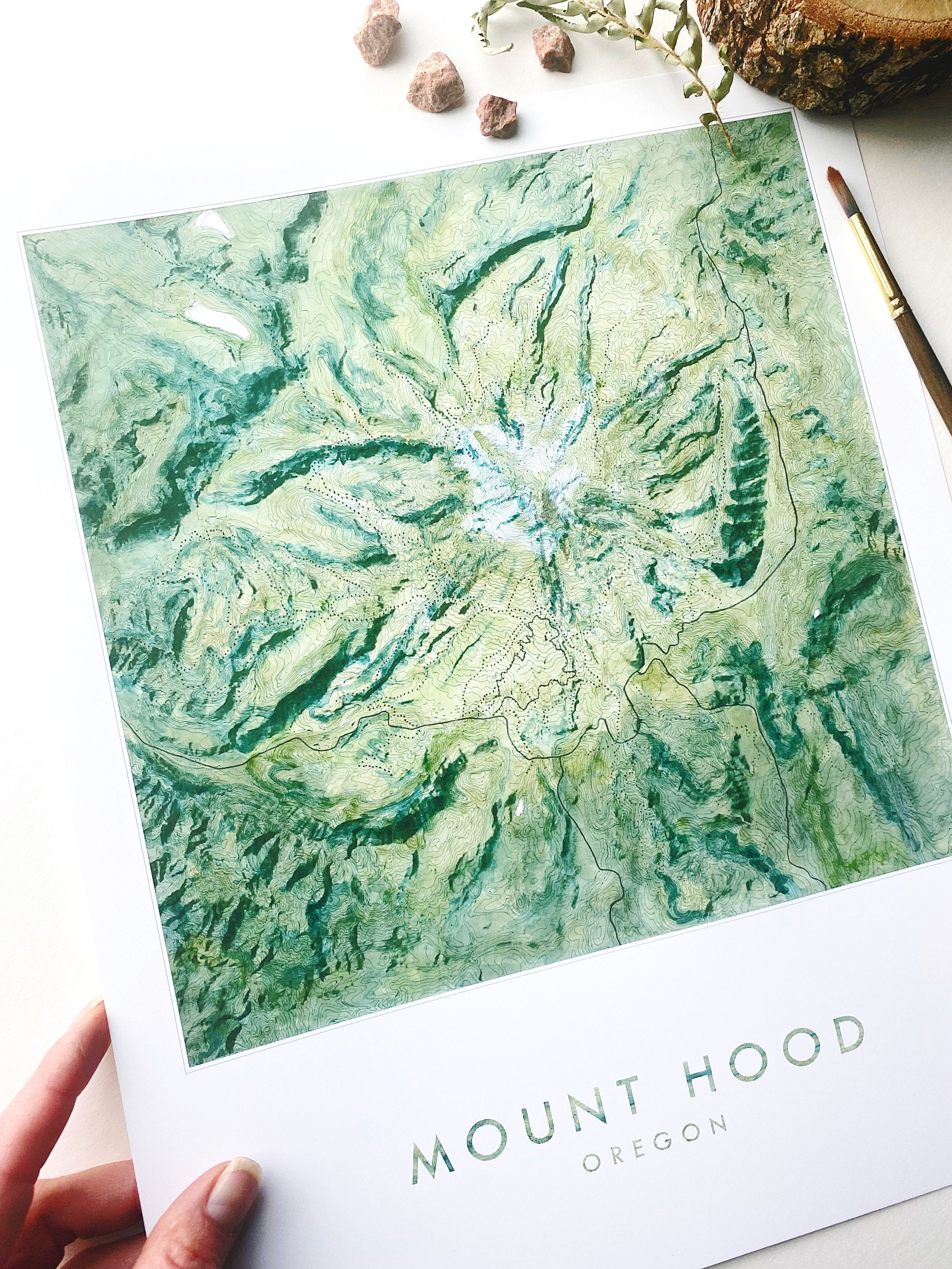 Mount Hood WY-EAST  Oregon Topographical Watercolor Map: PRINT