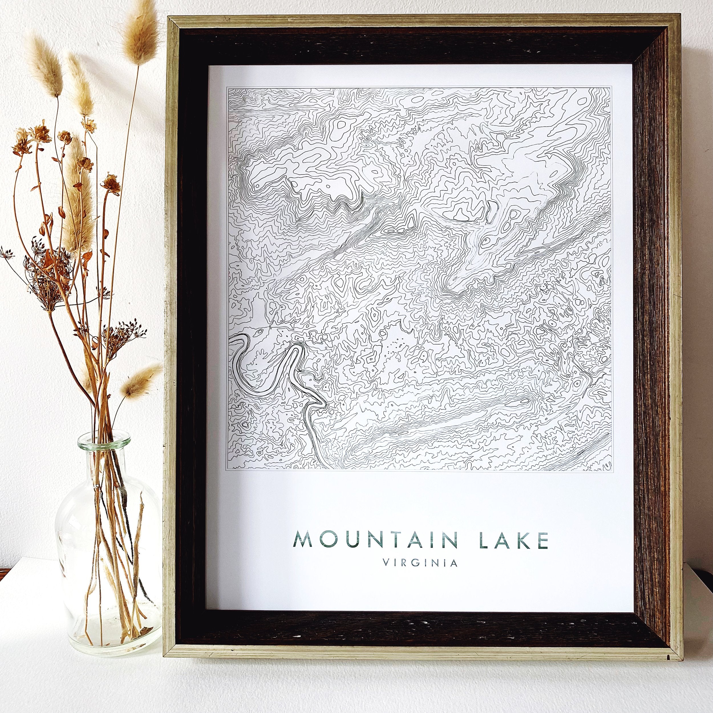 Mountain Lake Southwest VIRGINIA Topographical Map Drawing: PRINT