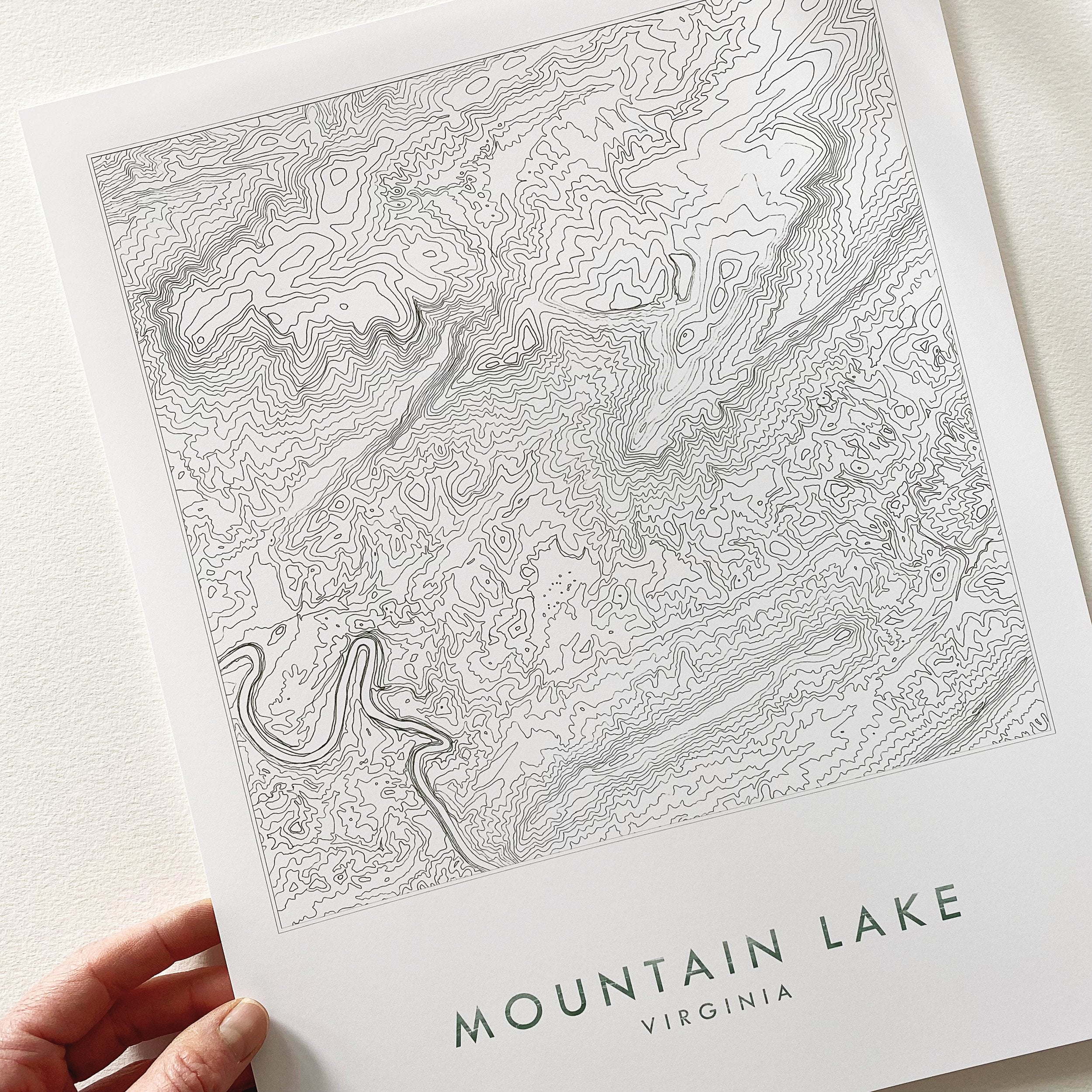 Mountain Lake Southwest VIRGINIA Topographical Map Drawing: PRINT