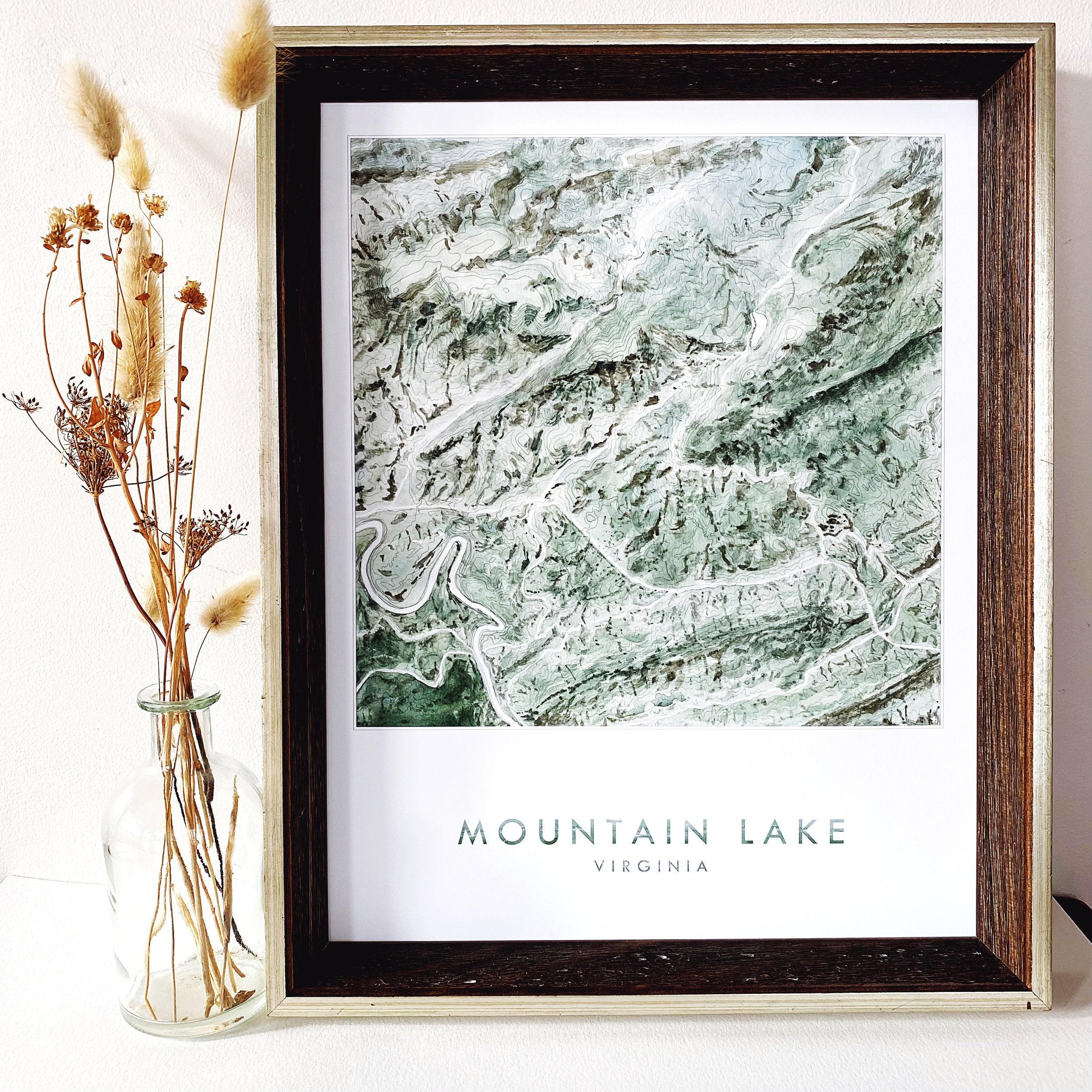 Mountain Lake Southwest VIRGINIA Topographical Watercolor Map: PRINT