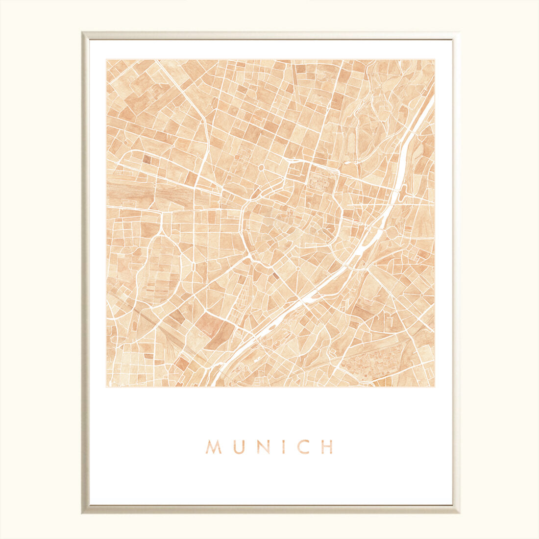 MUNICH Watercolor City Blocks Map: PRINT