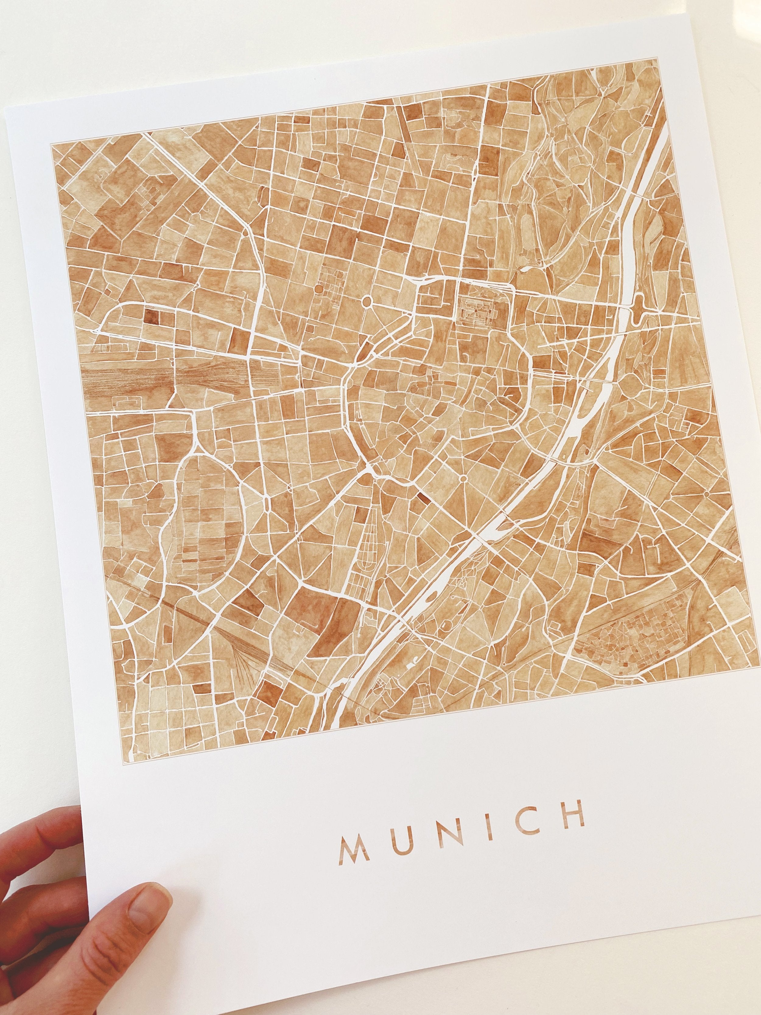MUNICH Watercolor City Blocks Map: PRINT