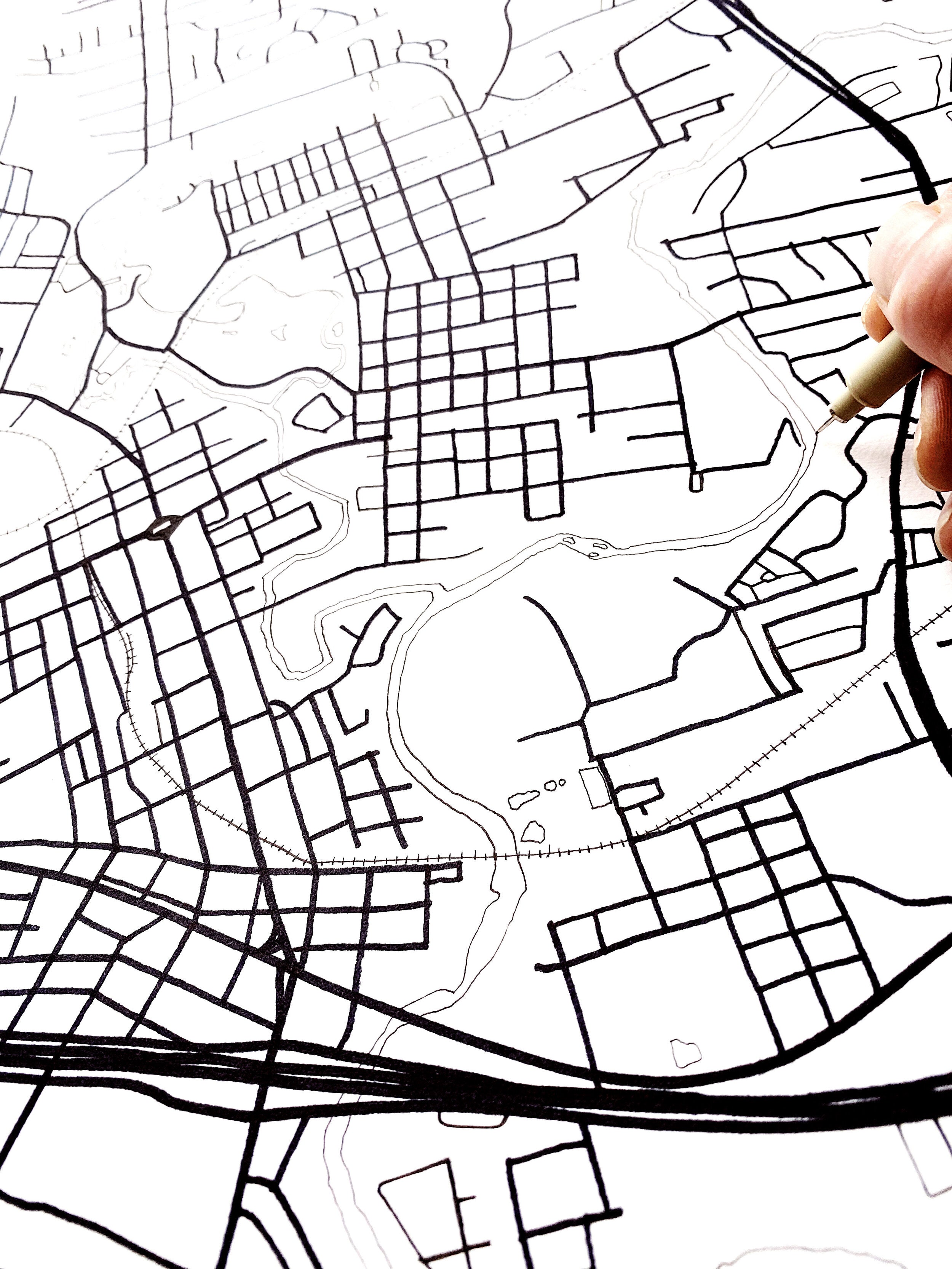 NEW BRAUNFELS Watercolor City Blocks Map: PRINT