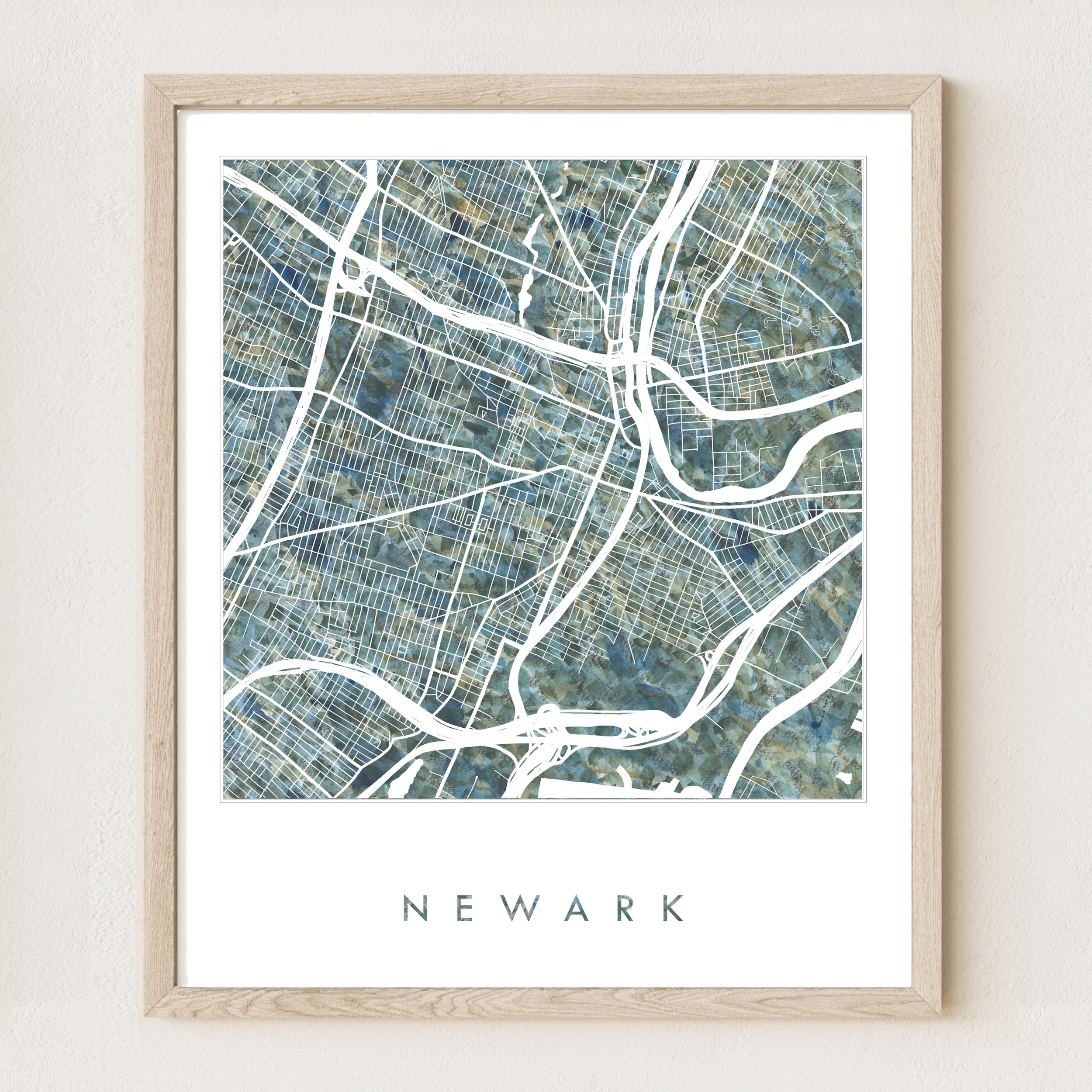 NEWARK, New Jersey Urban Fabrics City Map: PRINT