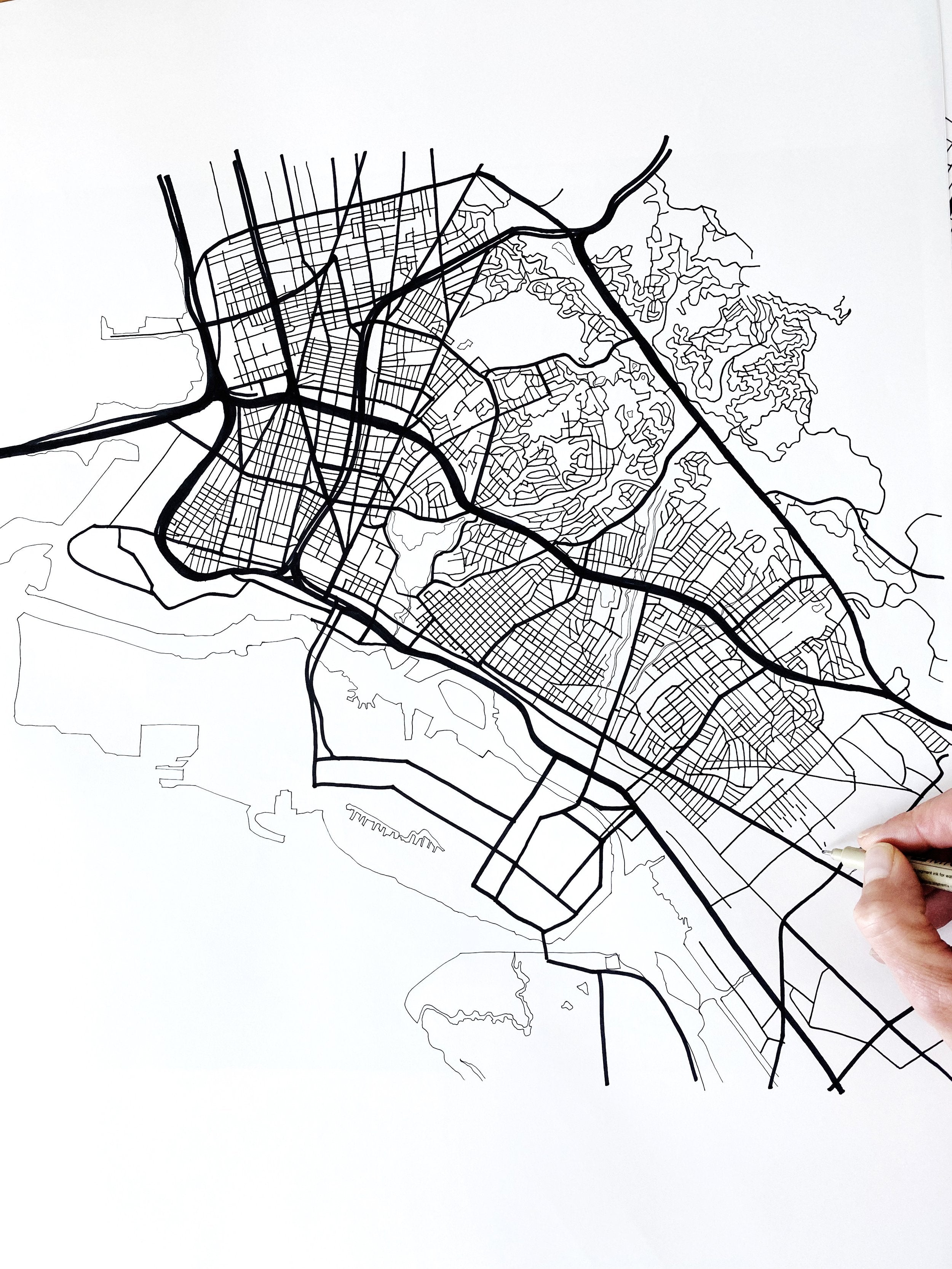OAKLAND, California Urban Fabrics City Map: PRINT