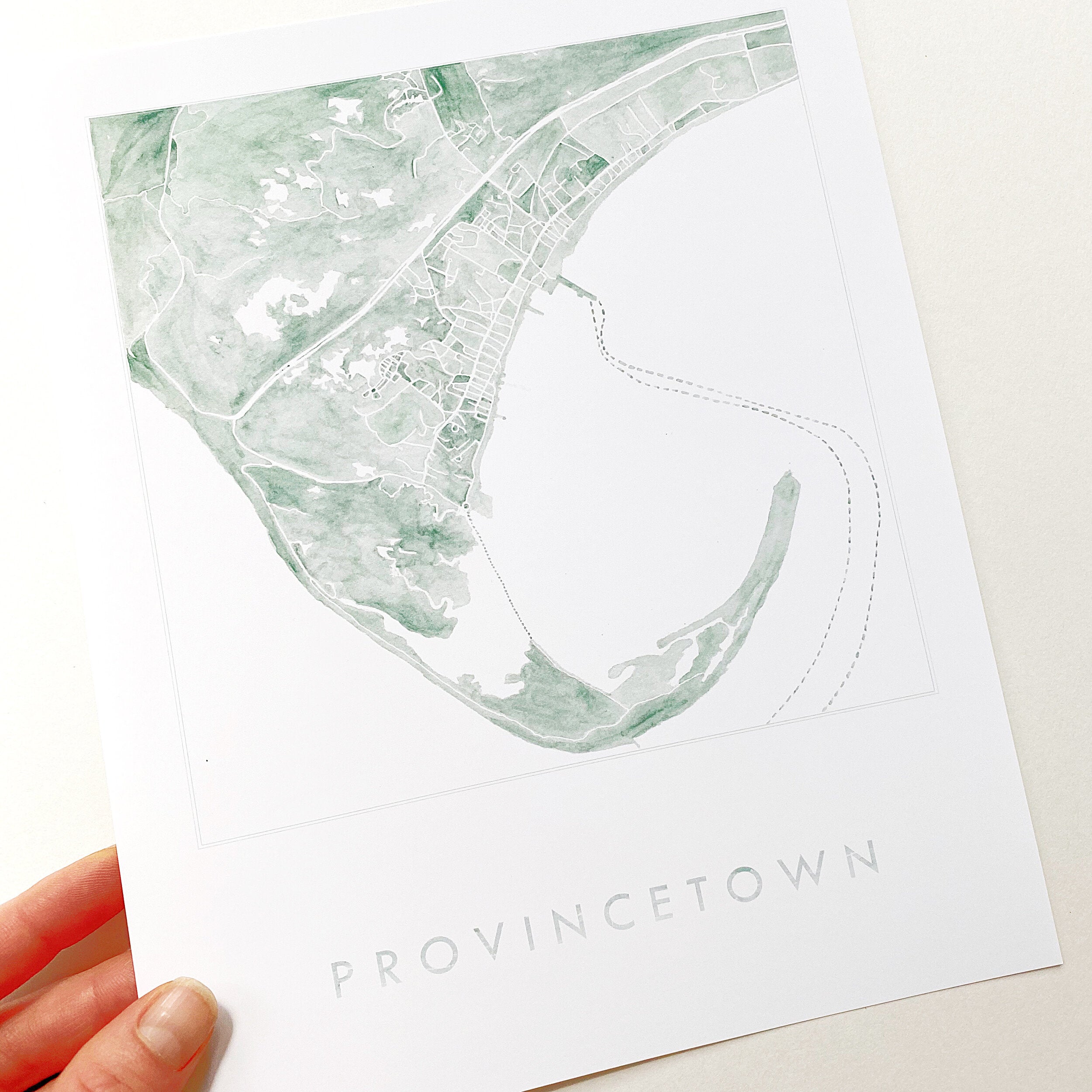 PROVINCETOWN Cape Cod Watercolor City Blocks Map: PRINT