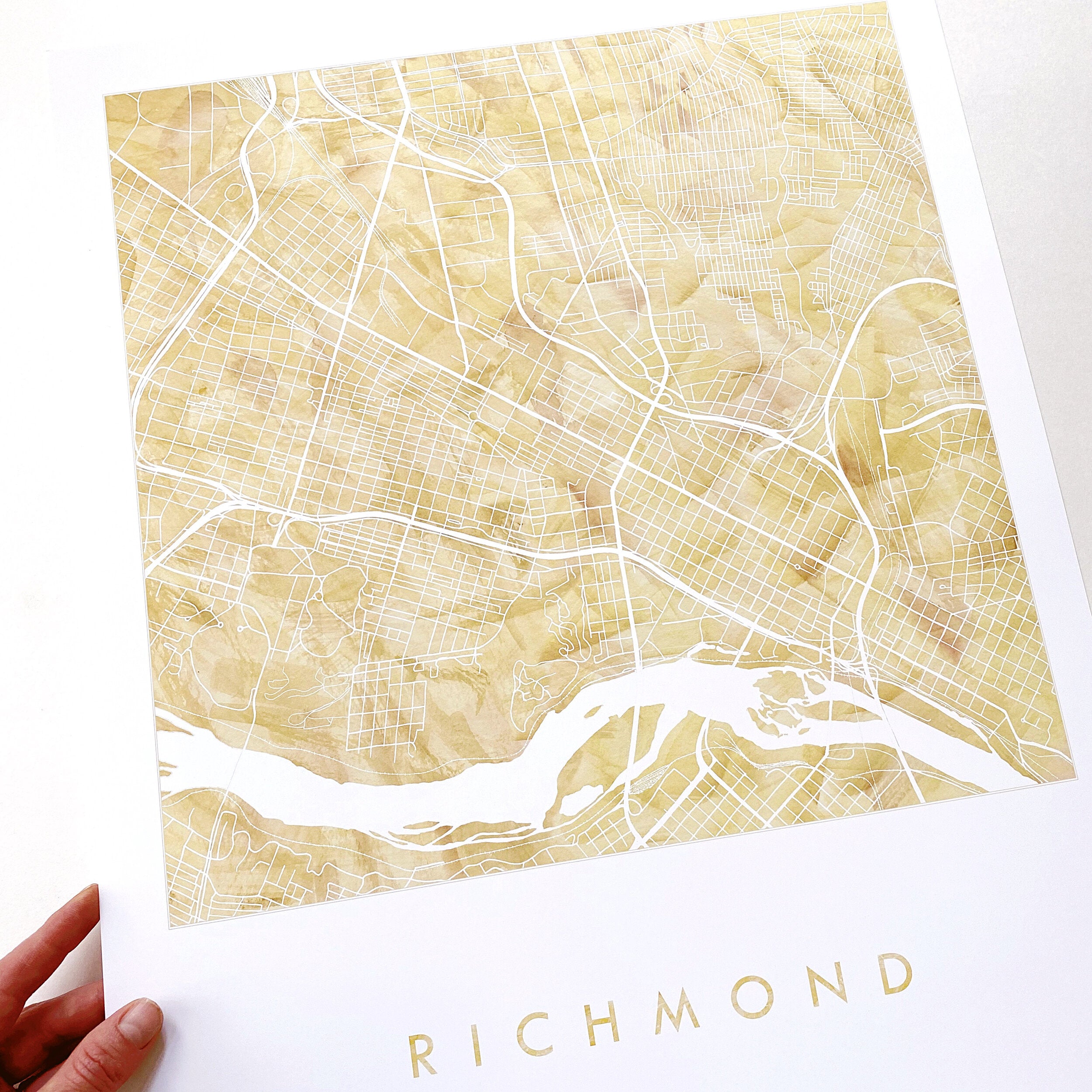 RICHMOND Watercolor Wash Map: PRINT