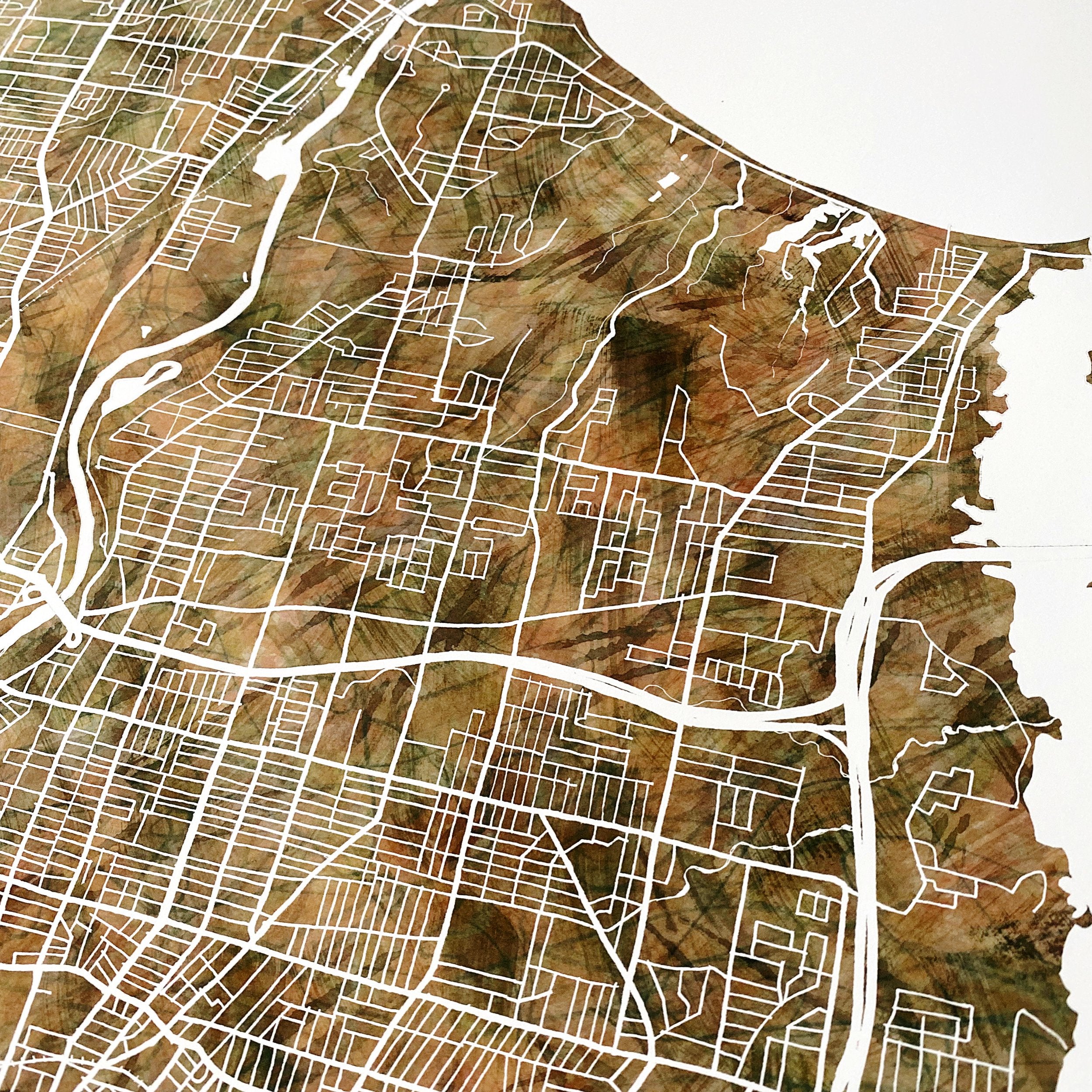 ROCHESTER New York Watercolor Wash Map: PRINT