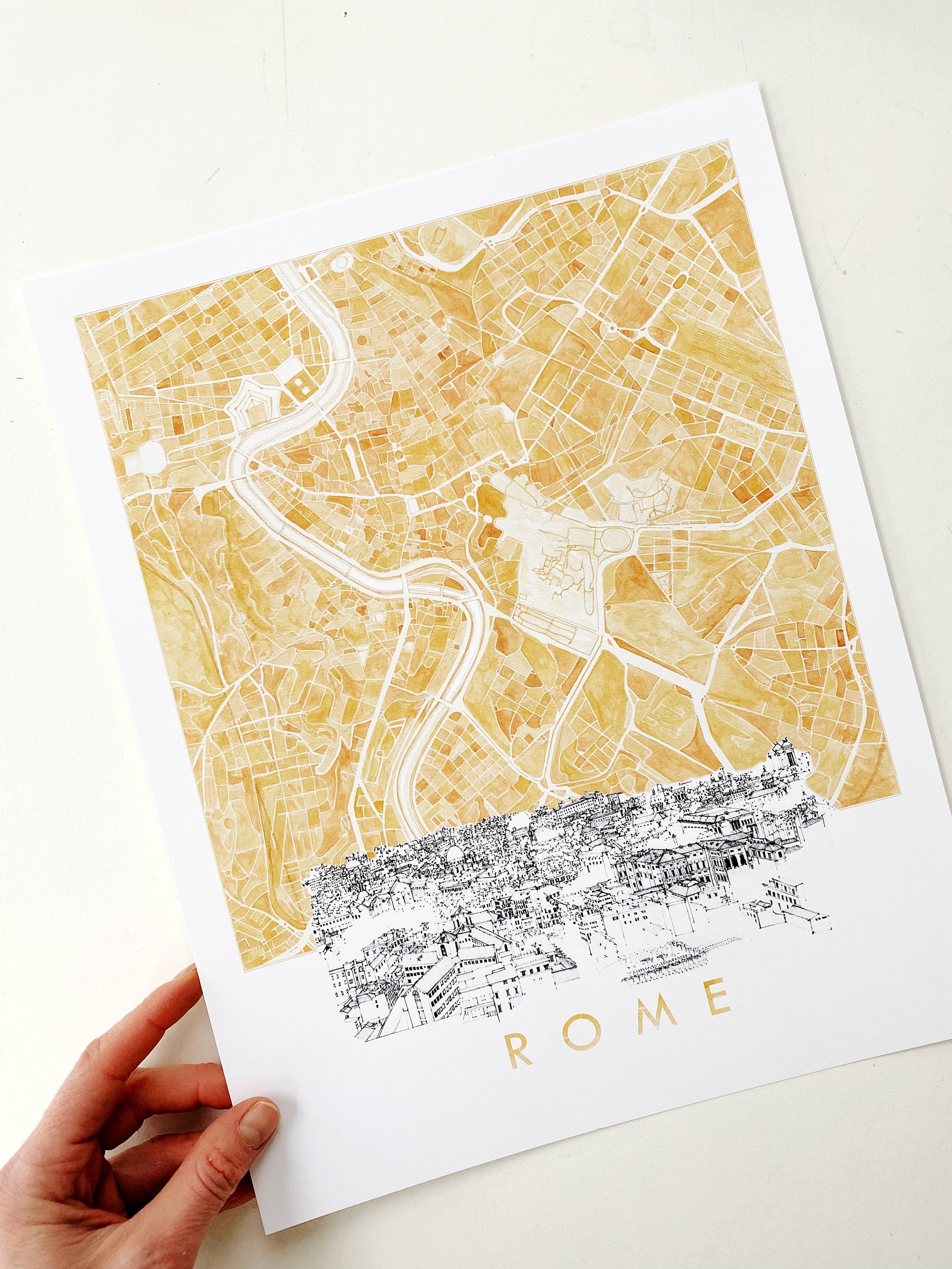 ROMA Watercolor Map + Sketch: PRINT