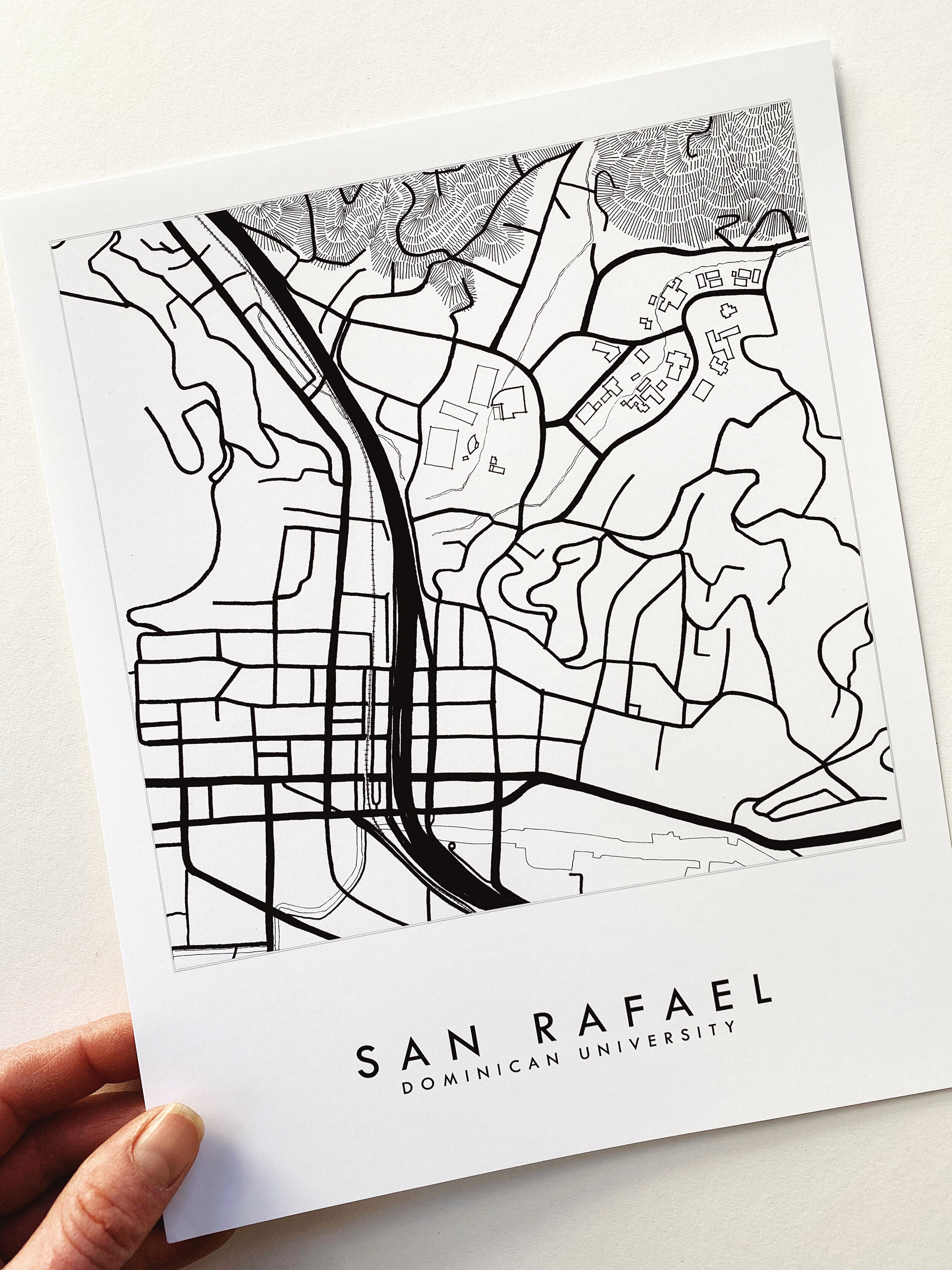 SAN RAFAEL Dominican University California: City Lines Street Map: PRINT