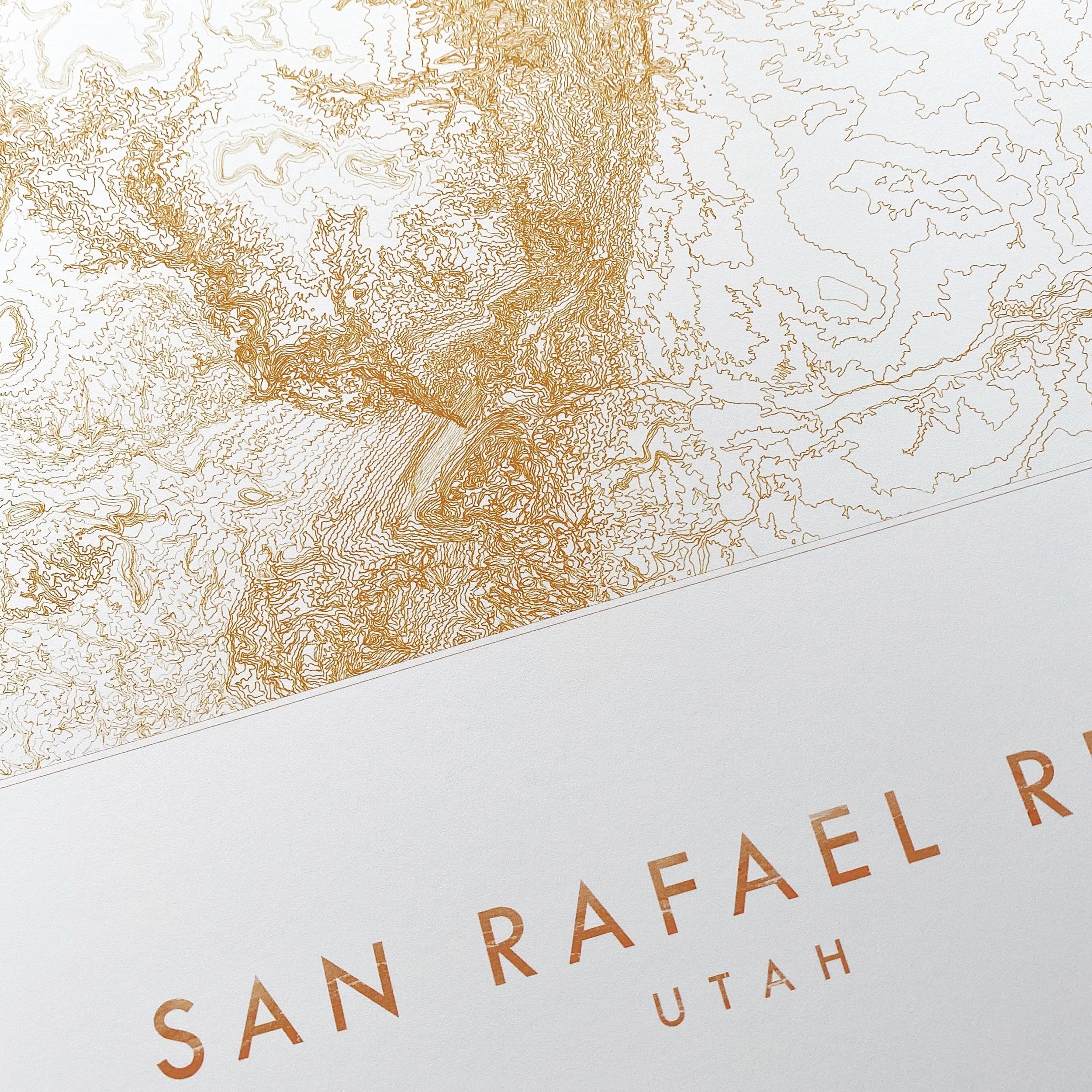 San Rafael Reef UTAH Topographical Map Drawing: PRINT