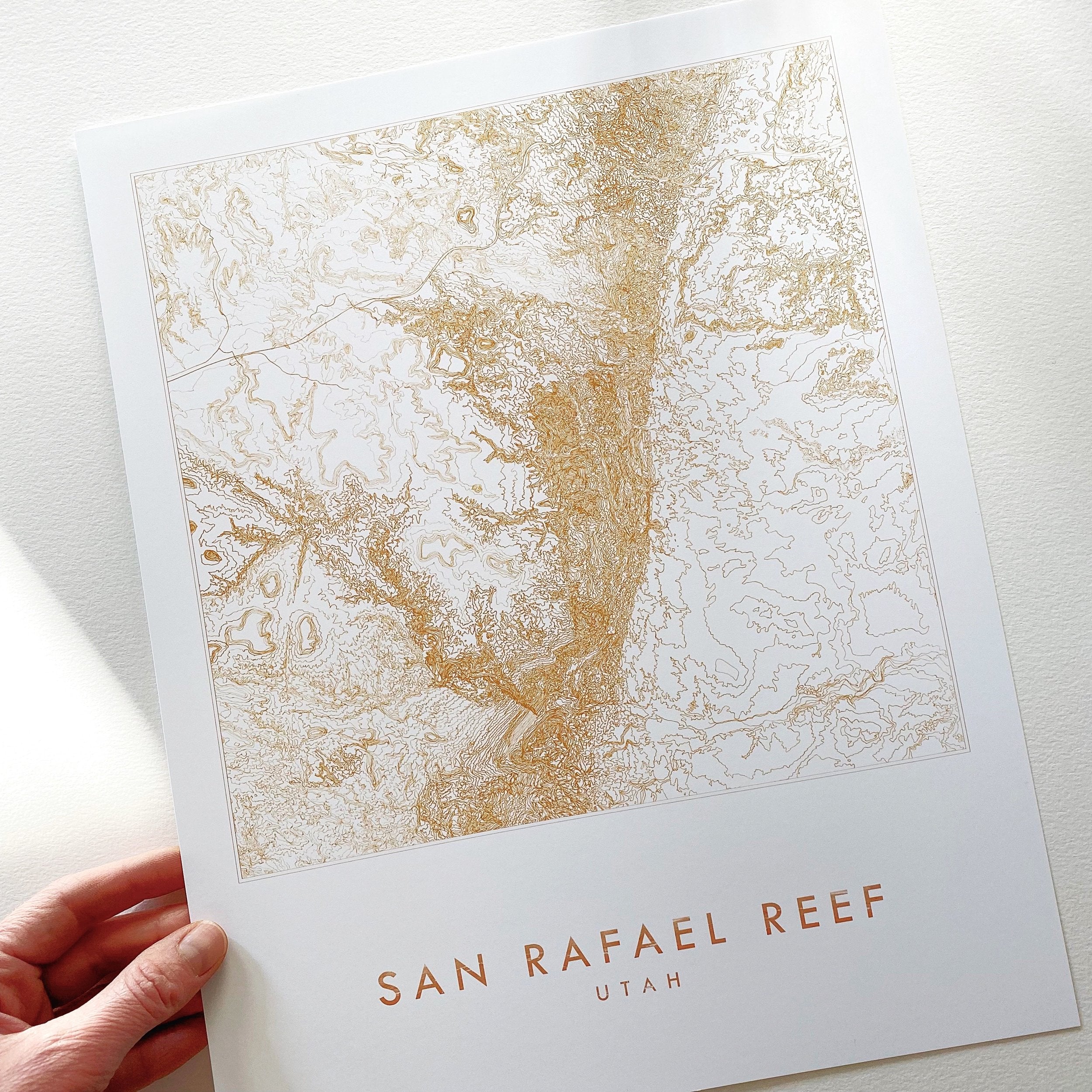 San Rafael Reef UTAH Topographical Map Drawing: PRINT