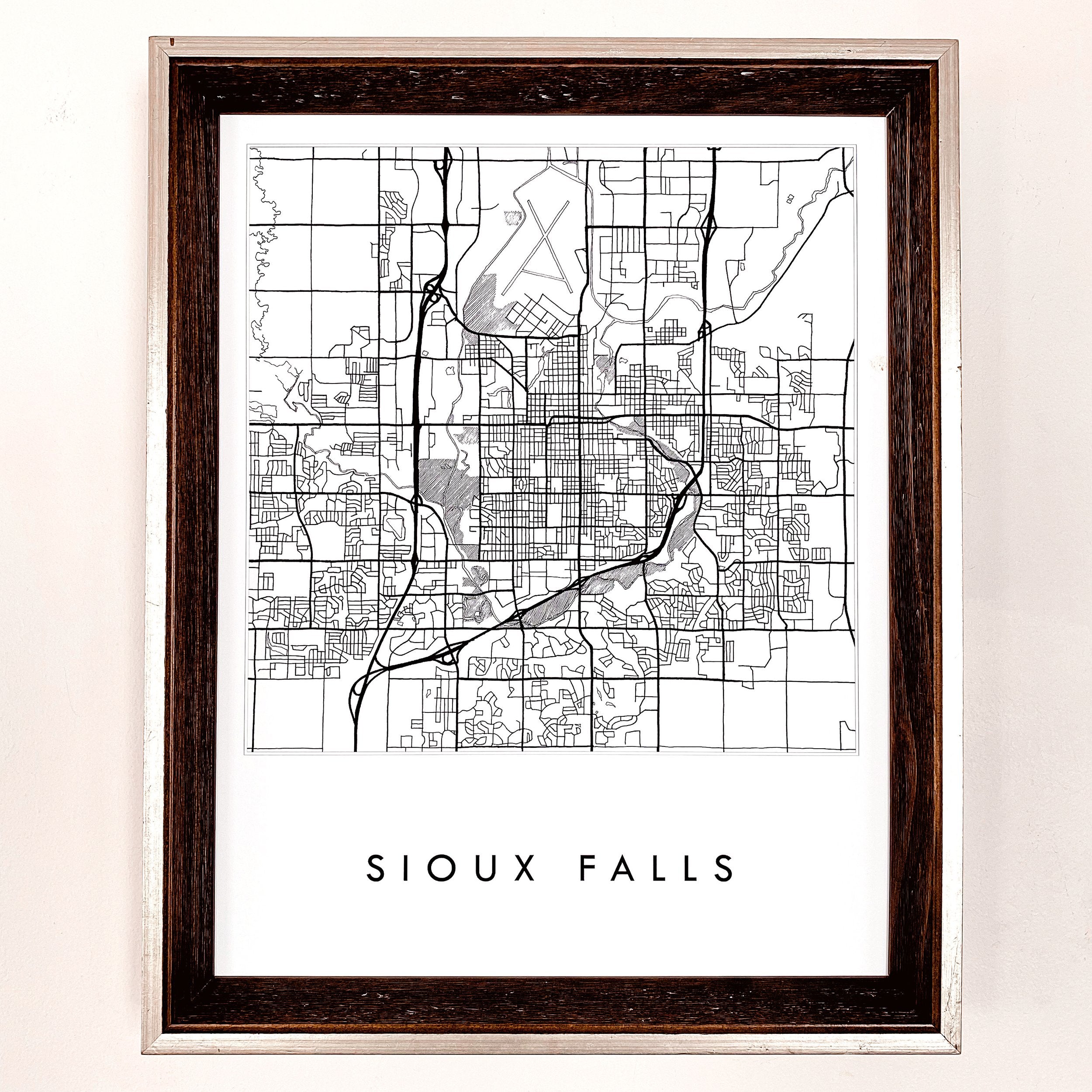 SIOUX FALLS City Lines Map: PRINT
