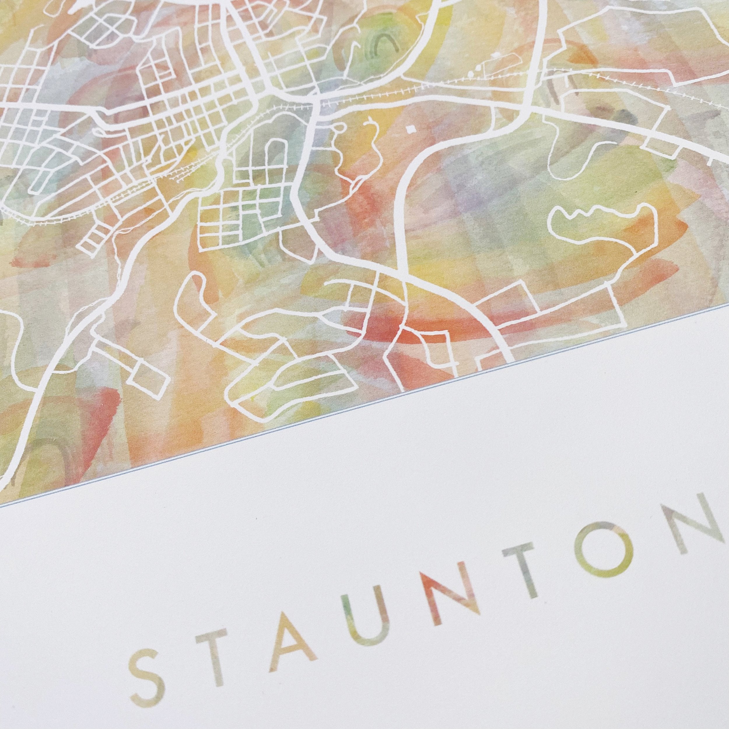 STAUNTON Pride Rainbow Watercolor Map: PRINT