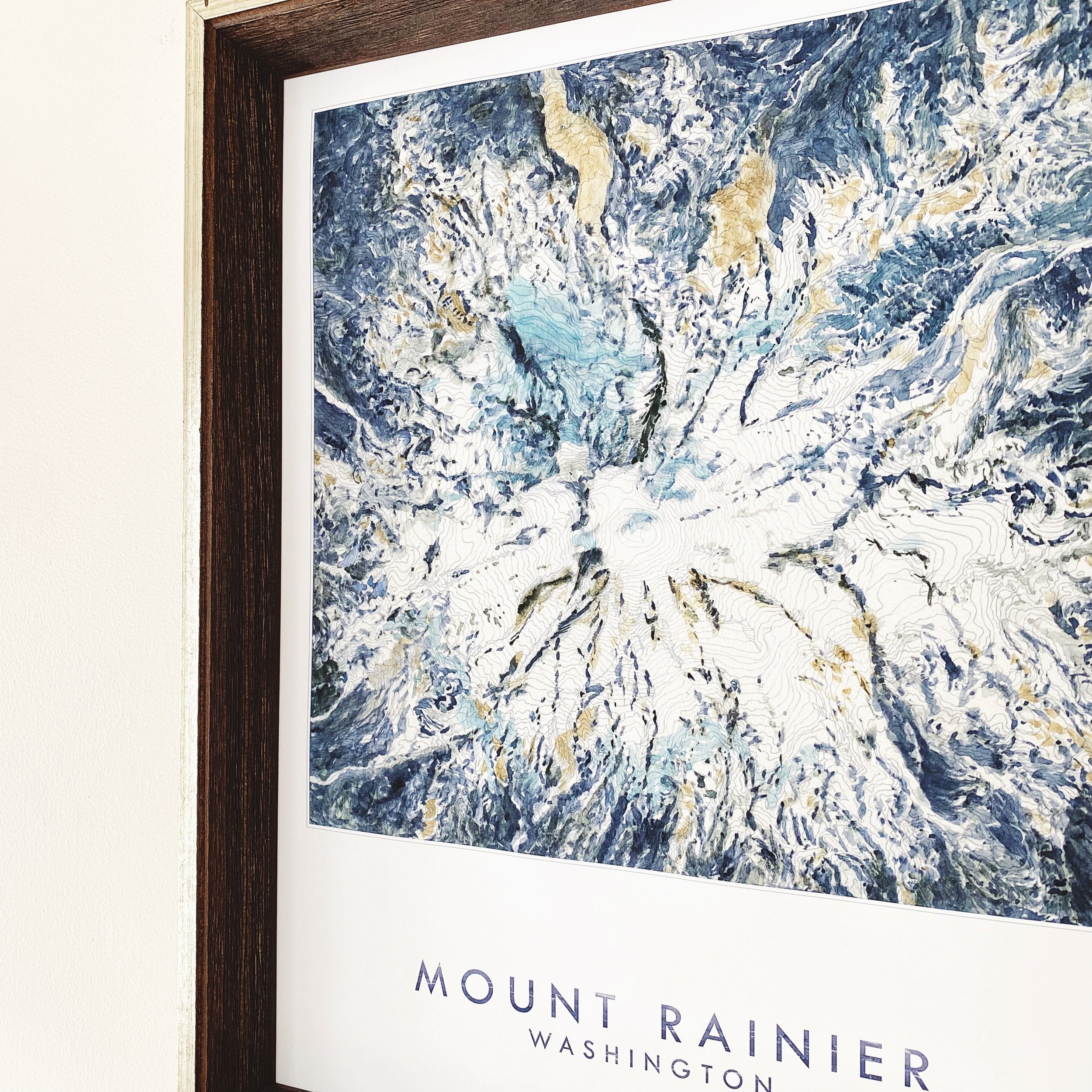 TAHOMA Mount Rainier Washington Topographical Watercolor Map: PRINT