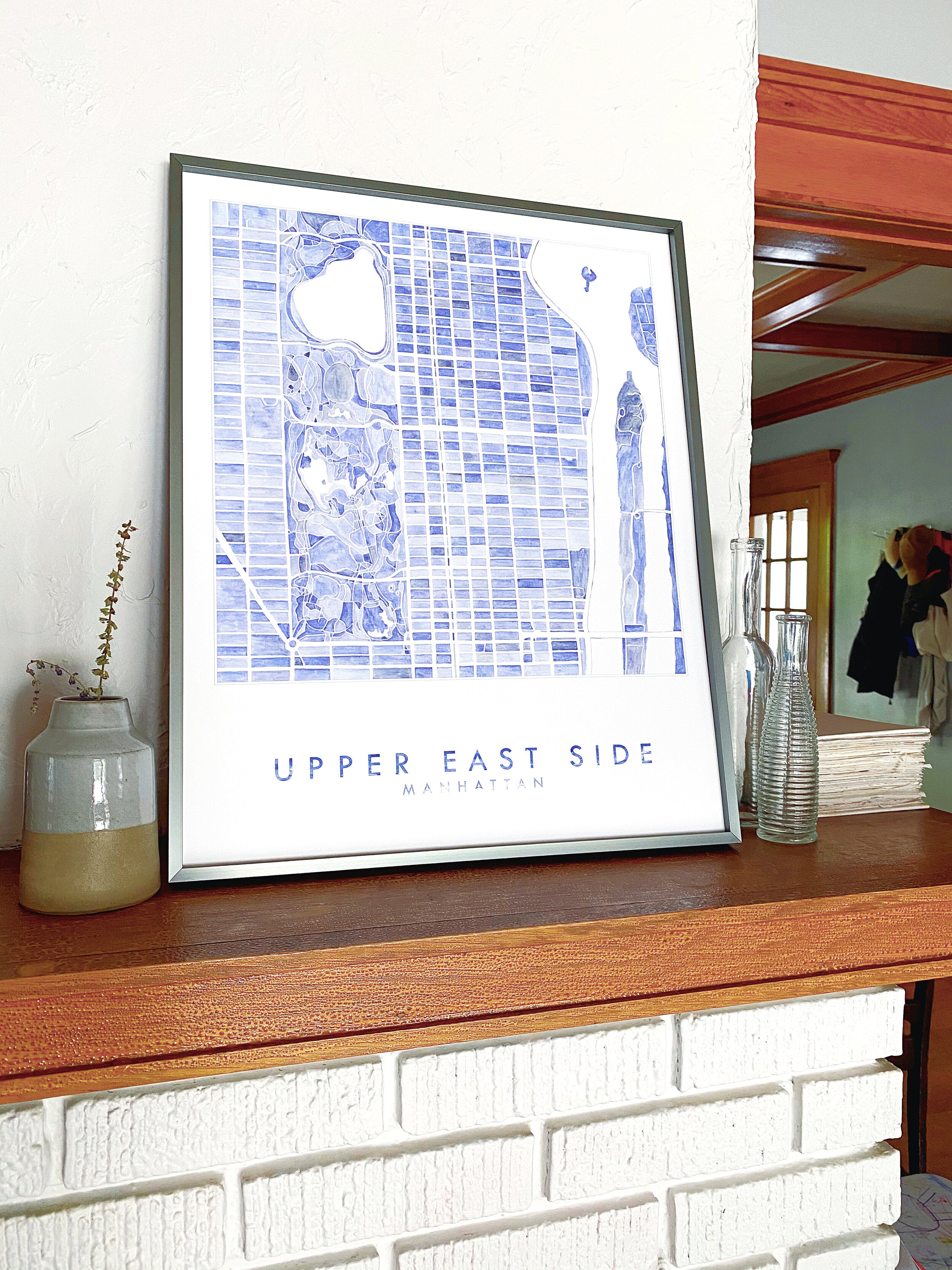 Upper East Side MANHATTAN Watercolor City Blocks Map: PRINT