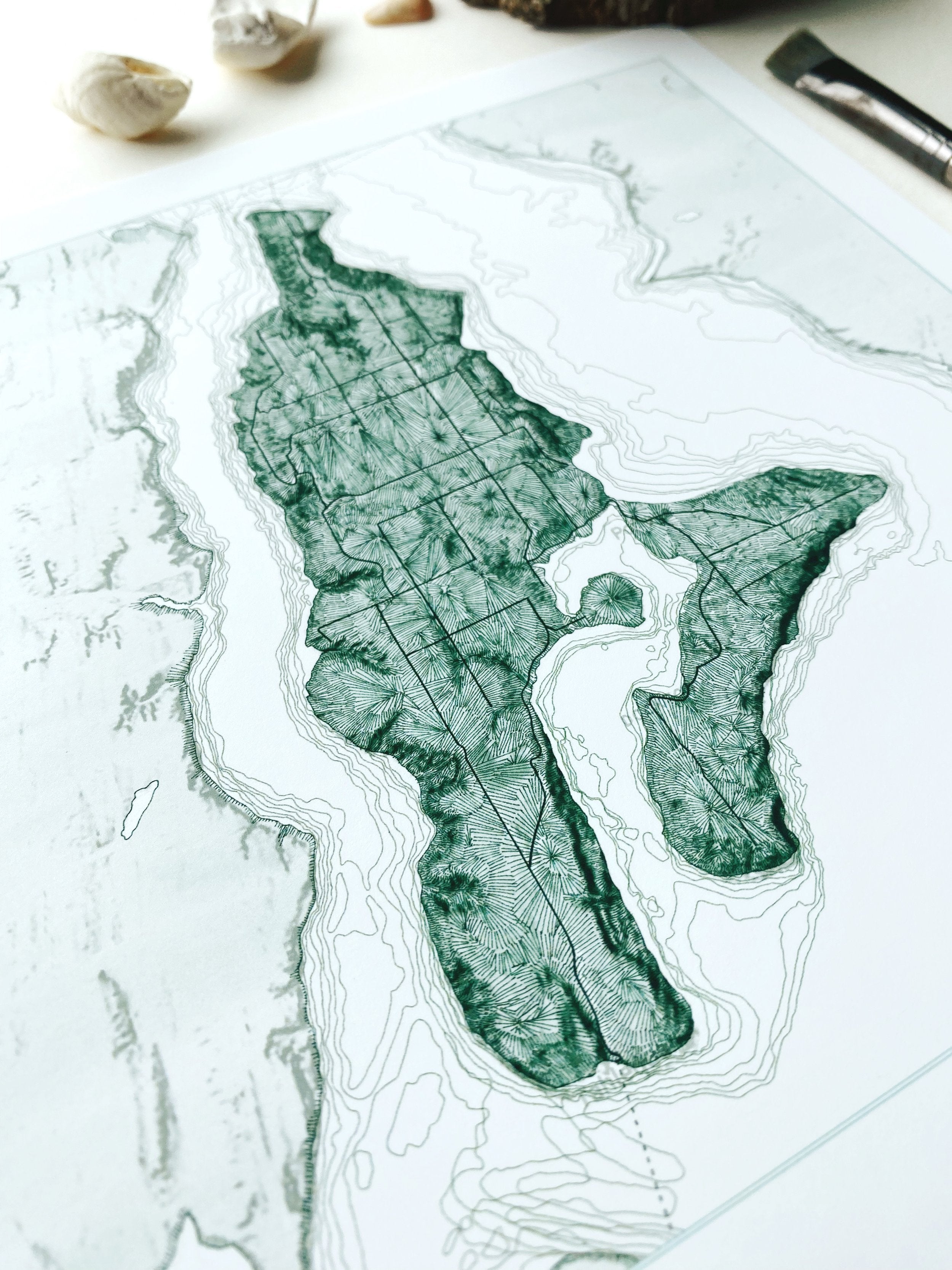 VASHON Land + Water Map Drawing: PRINT