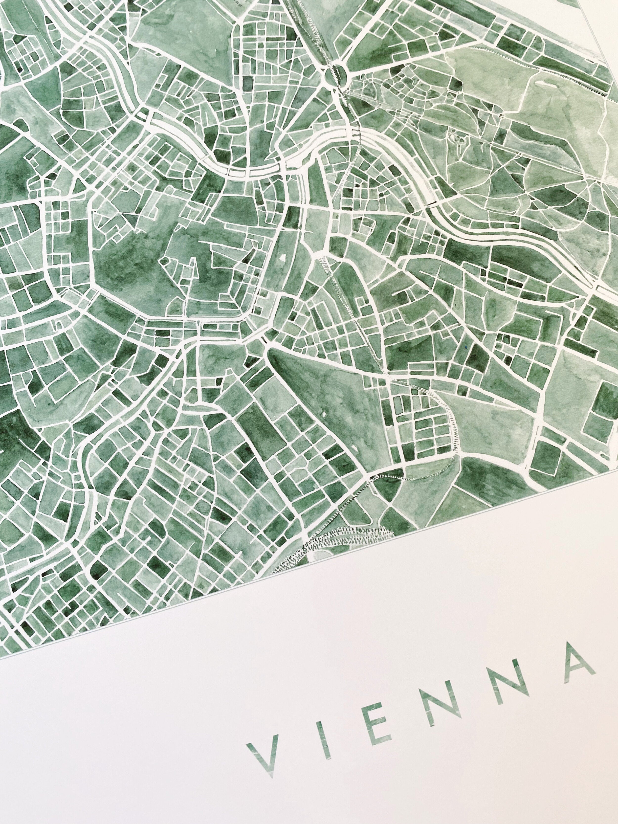 VIENNA Watercolor City Blocks Map: PRINT