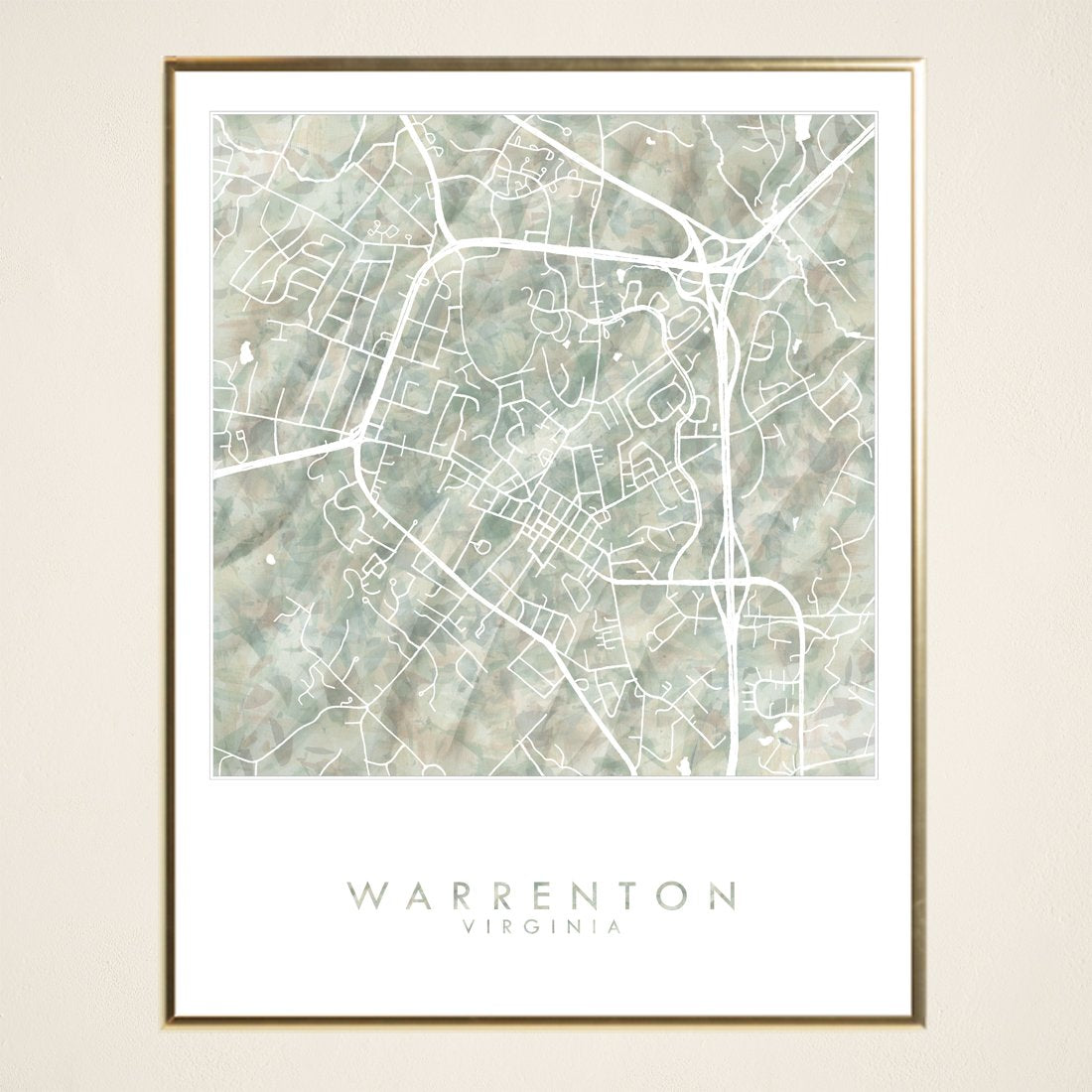 WARRENTON Virginia Watercolor Map: PRINT
