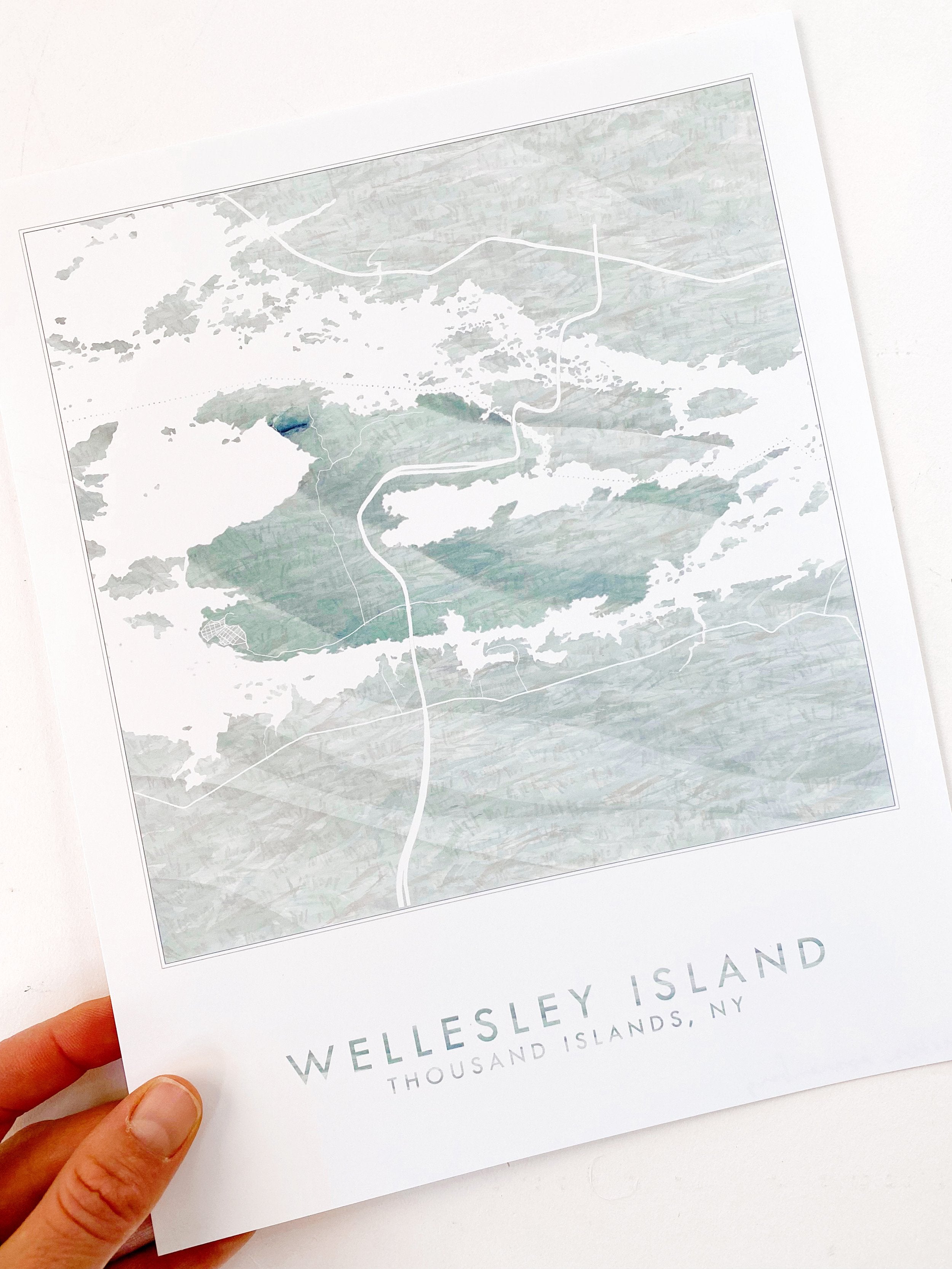 WELLESLEY ISLAND New York Map Watercolor Map: PRINT