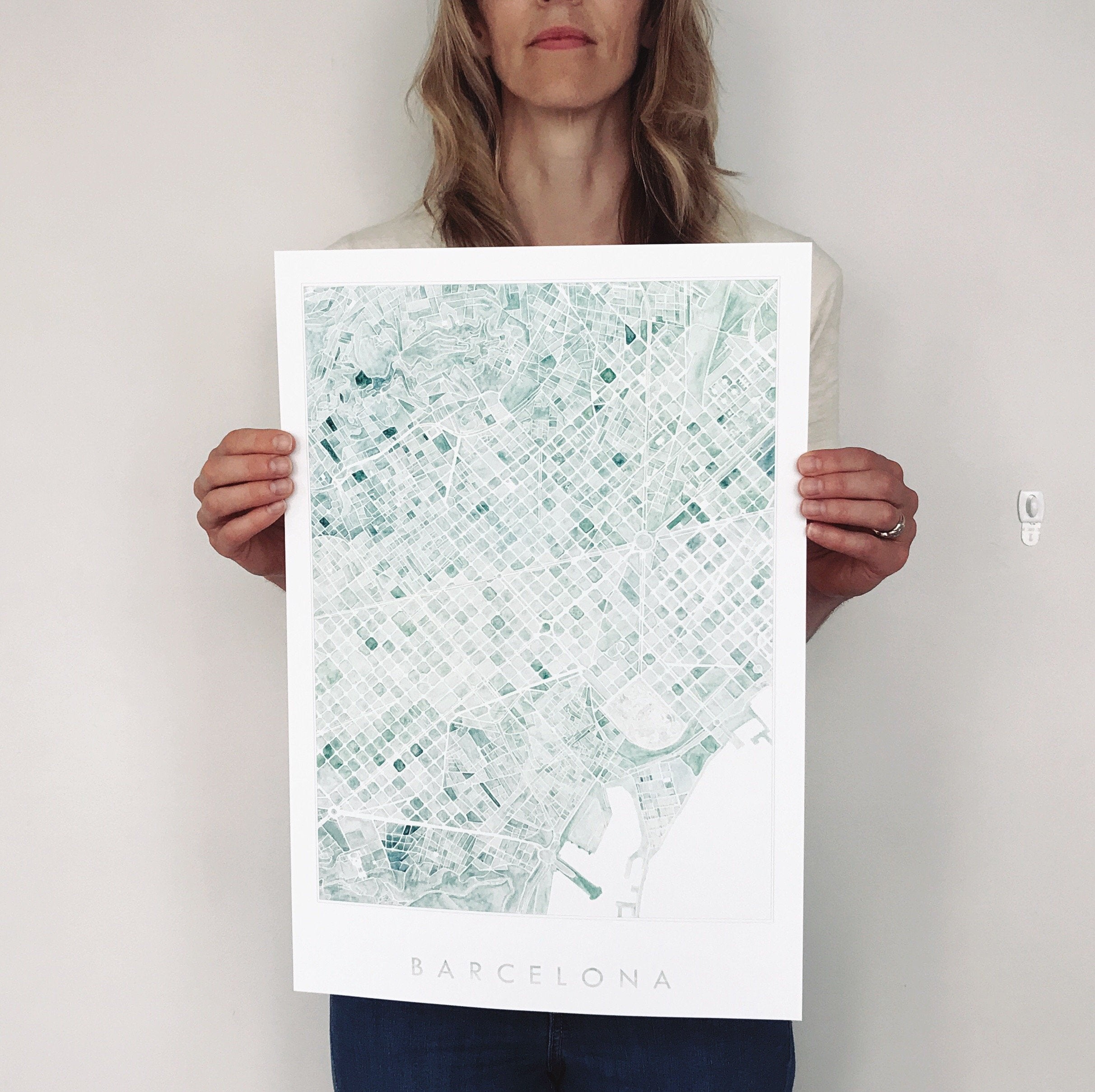 BARCELONA Watercolor City Blocks Map: PRINT