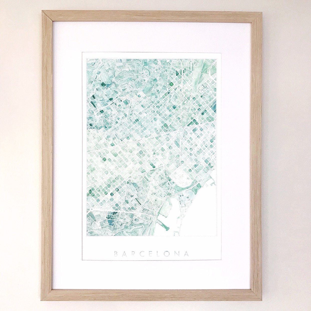 BARCELONA Watercolor City Blocks Map: PRINT