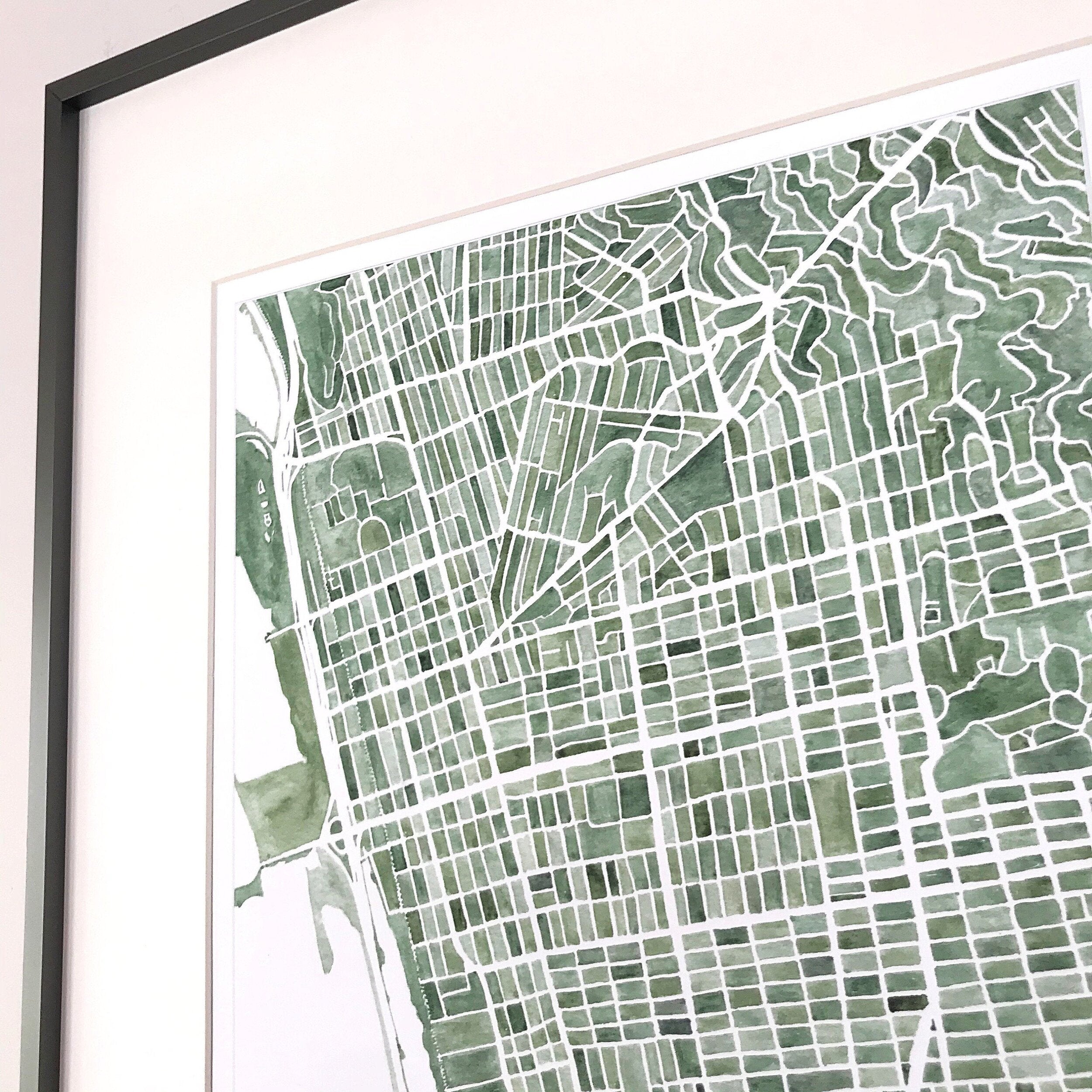 BERKELEY California Map Watercolor City Blocks Map: PRINT