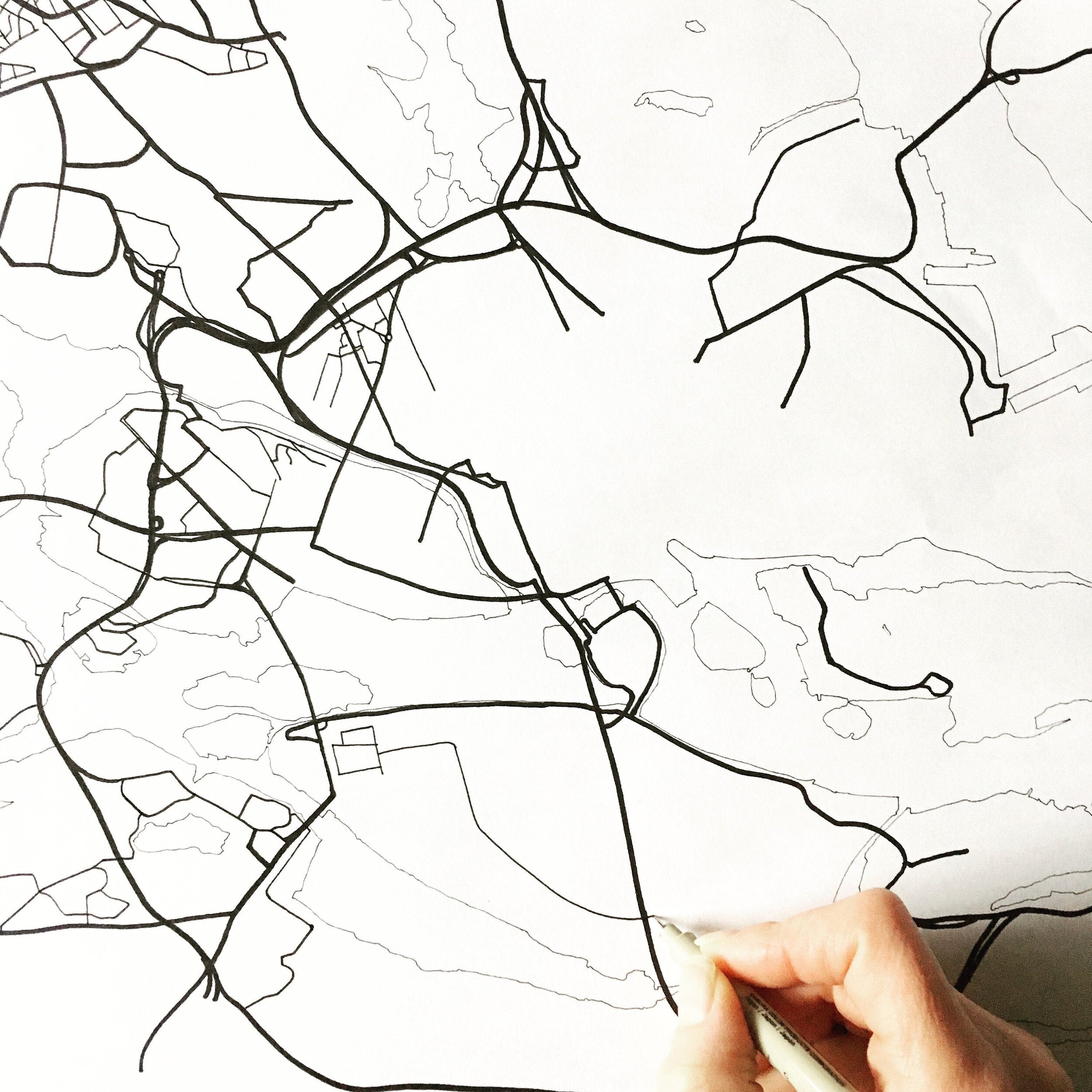 STOCKHOLM City Lines Map Drawing: PRINT