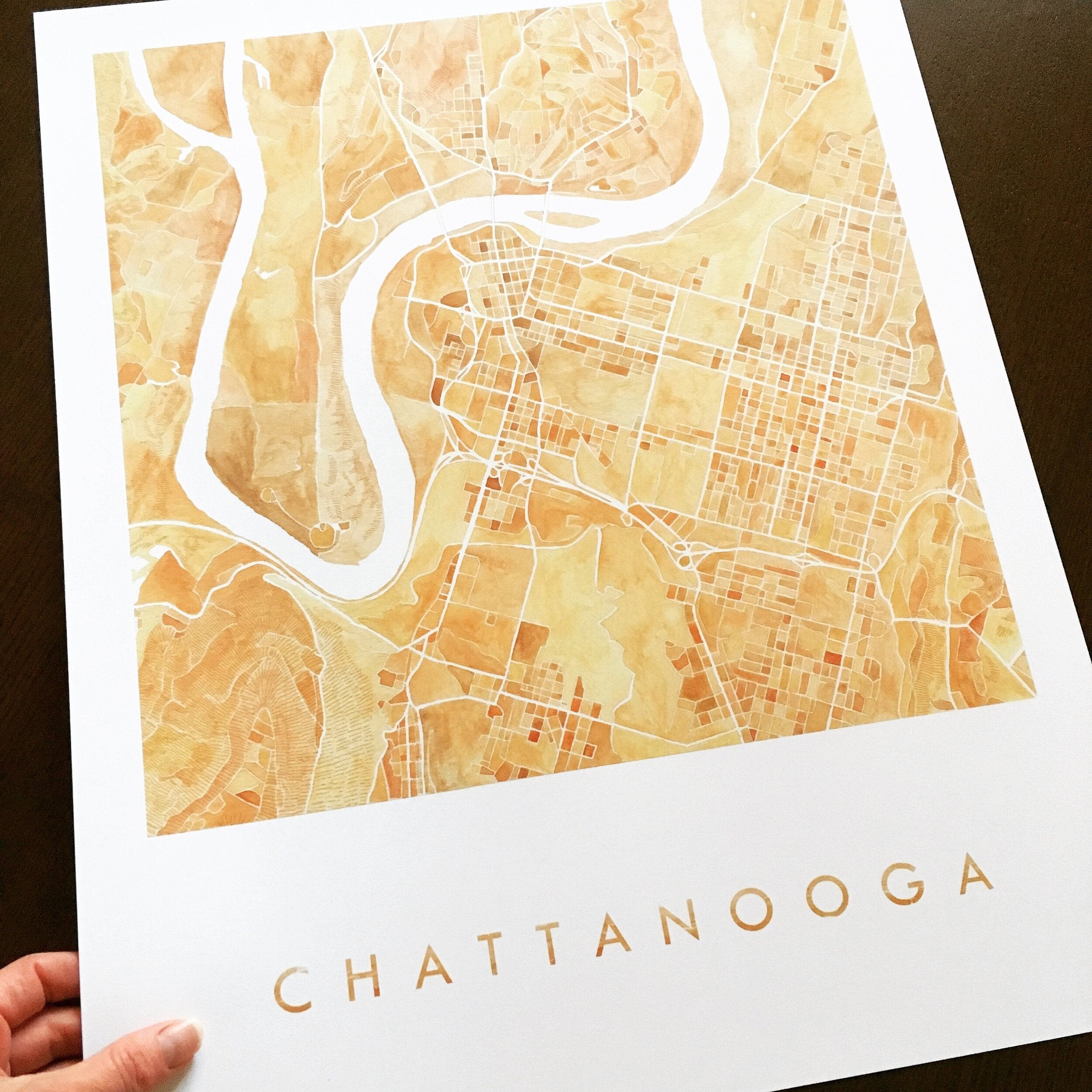 CHATTANOOGA Watercolor City Blocks Map: PRINT
