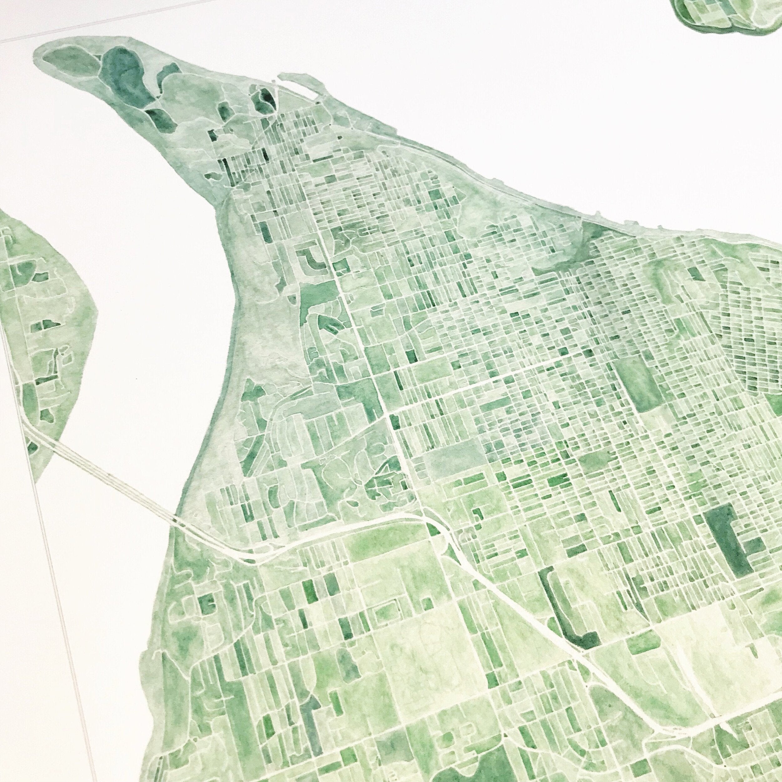 TACOMA Watercolor City Blocks Map: PRINT