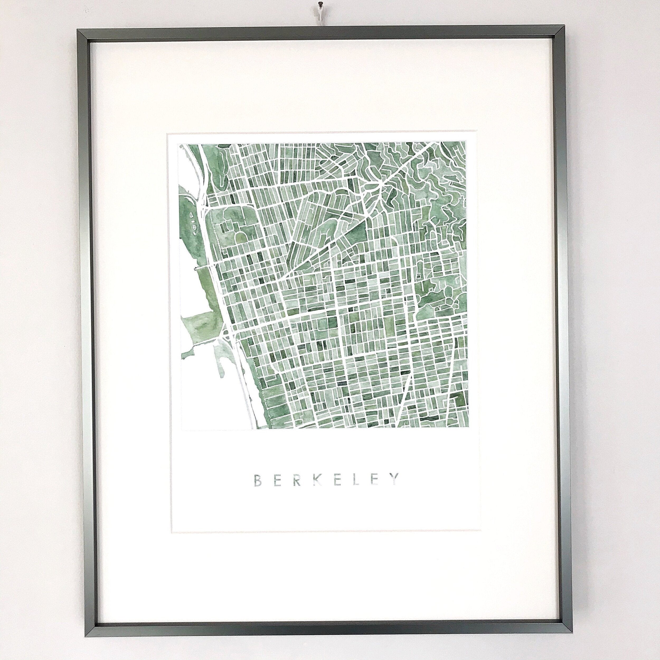 BERKELEY California Map Watercolor City Blocks Map: PRINT